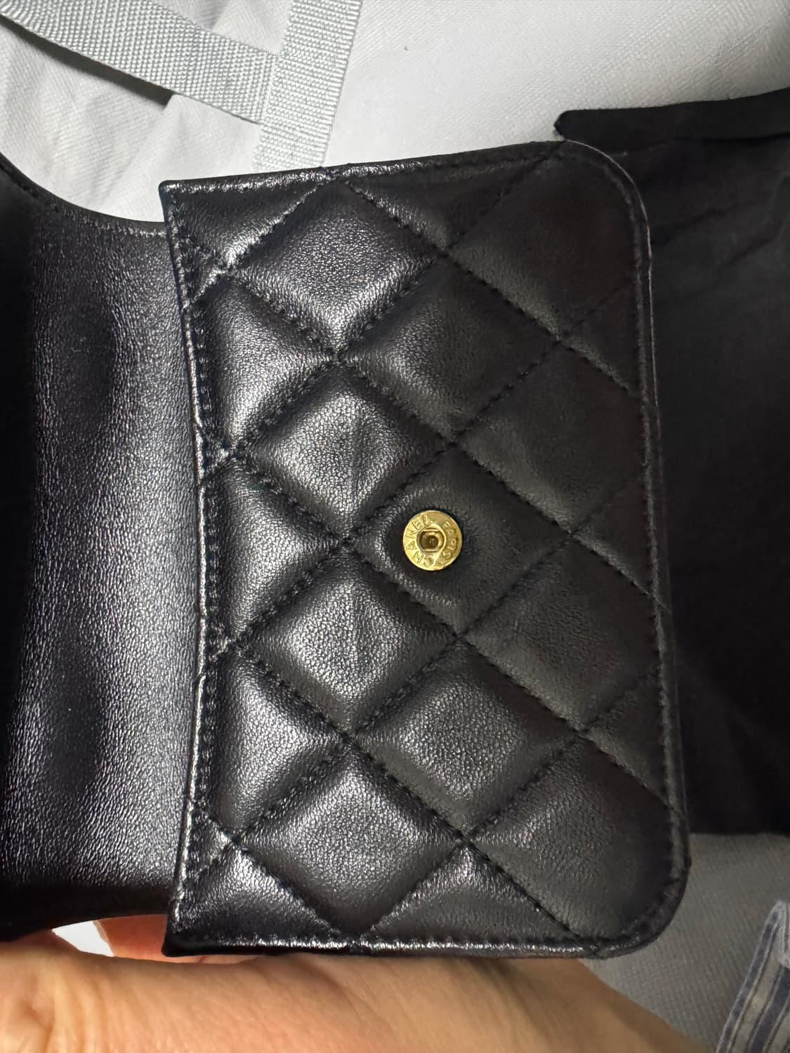 샤넬 체인 플랩 동전 지갑 램스킨 & 골드 메탈 블랙 상품이미지9