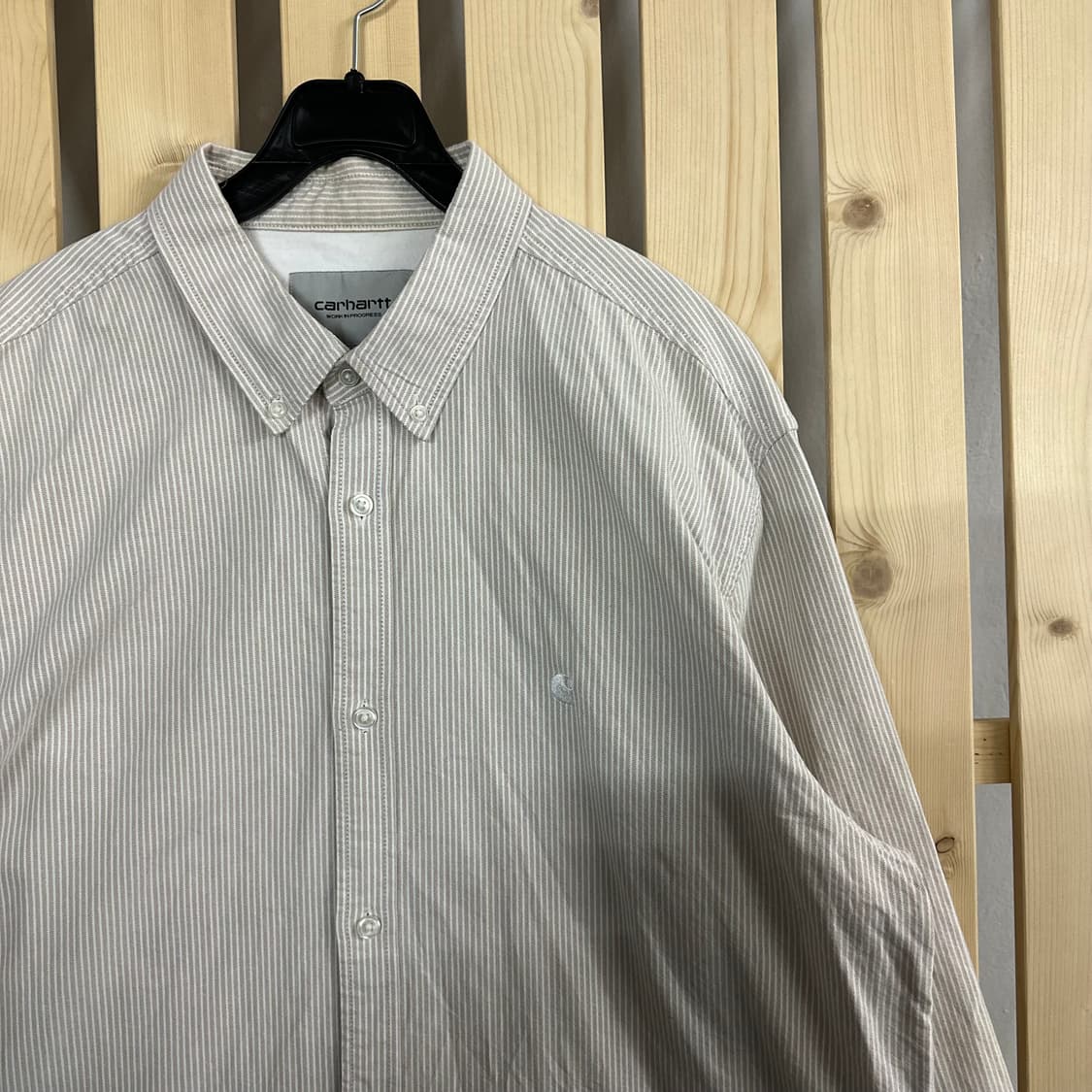 (XL) 칼하트 WIP 베이지 스트라이프 셔츠 상품이미지4