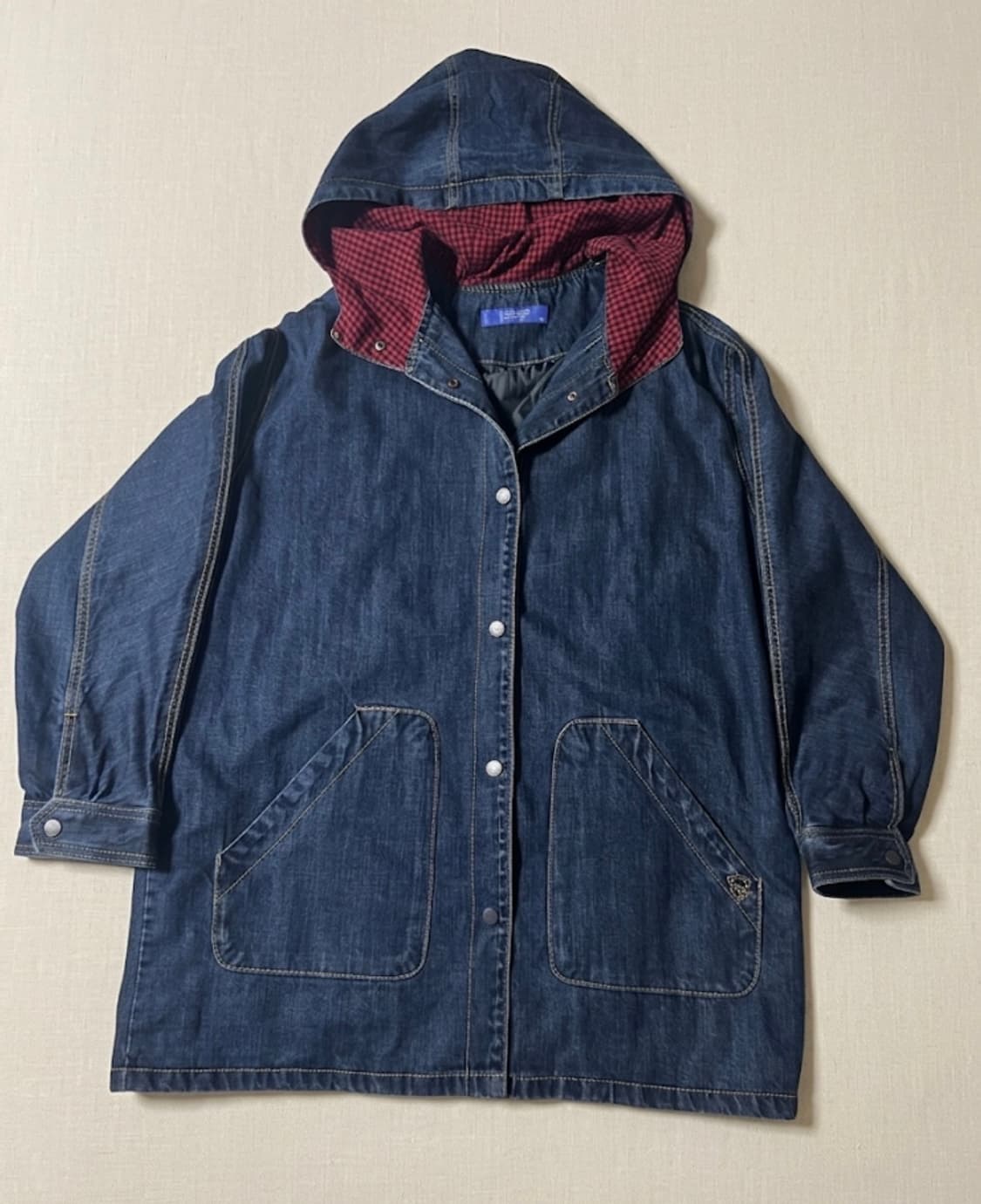 데님 후드 자켓 체크 안감 (100) 상품이미지1