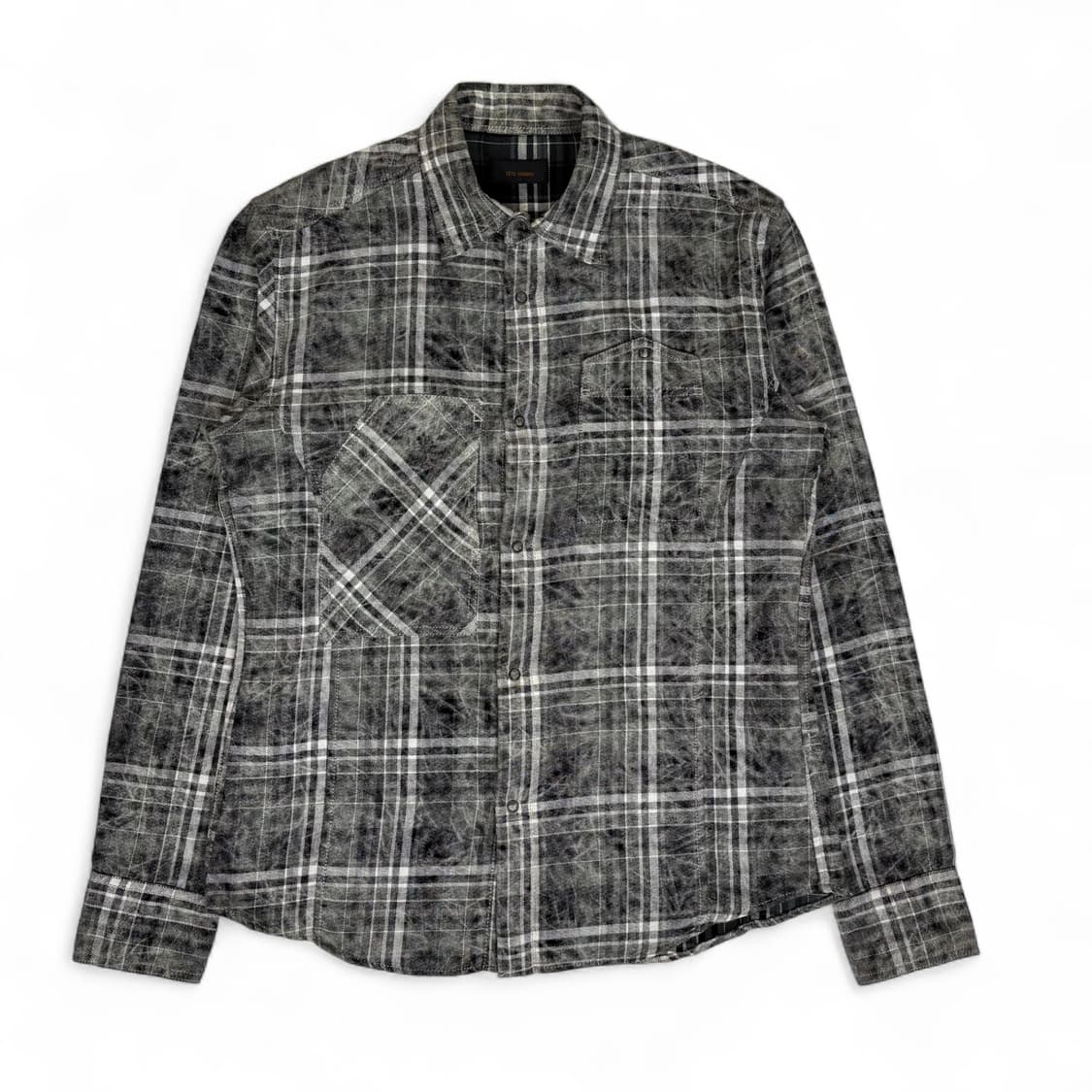 테테 옴므 tete homme 언밸런스 포켓 워싱 체크 셔츠 상품이미지3