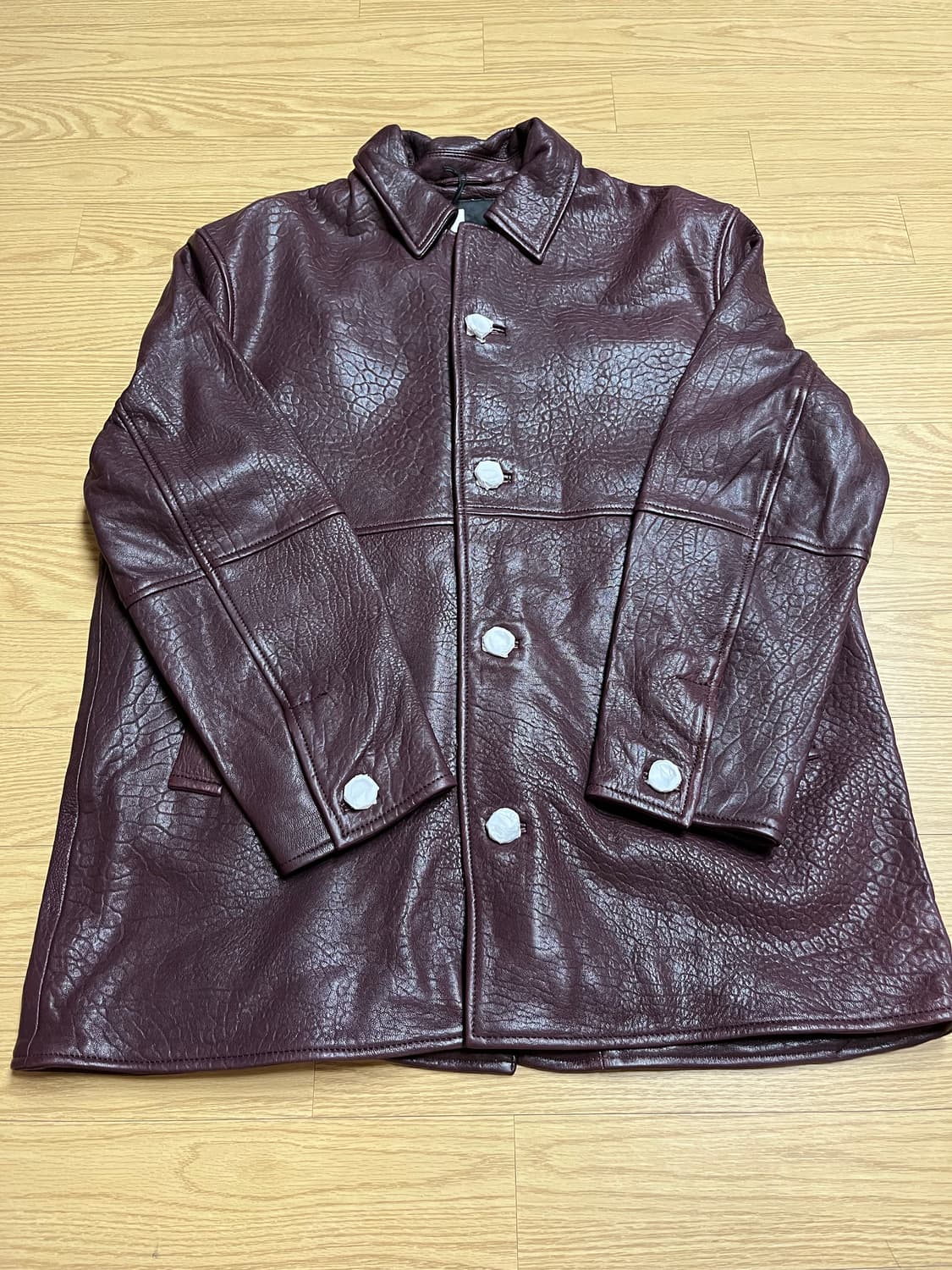 [L] 램스킨 텍스처 레더코트 상품이미지7