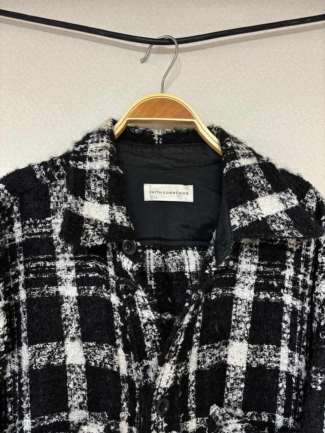 페이스커넥션 트위드 셔츠 검흰 L사이즈 판매 상품이미지2