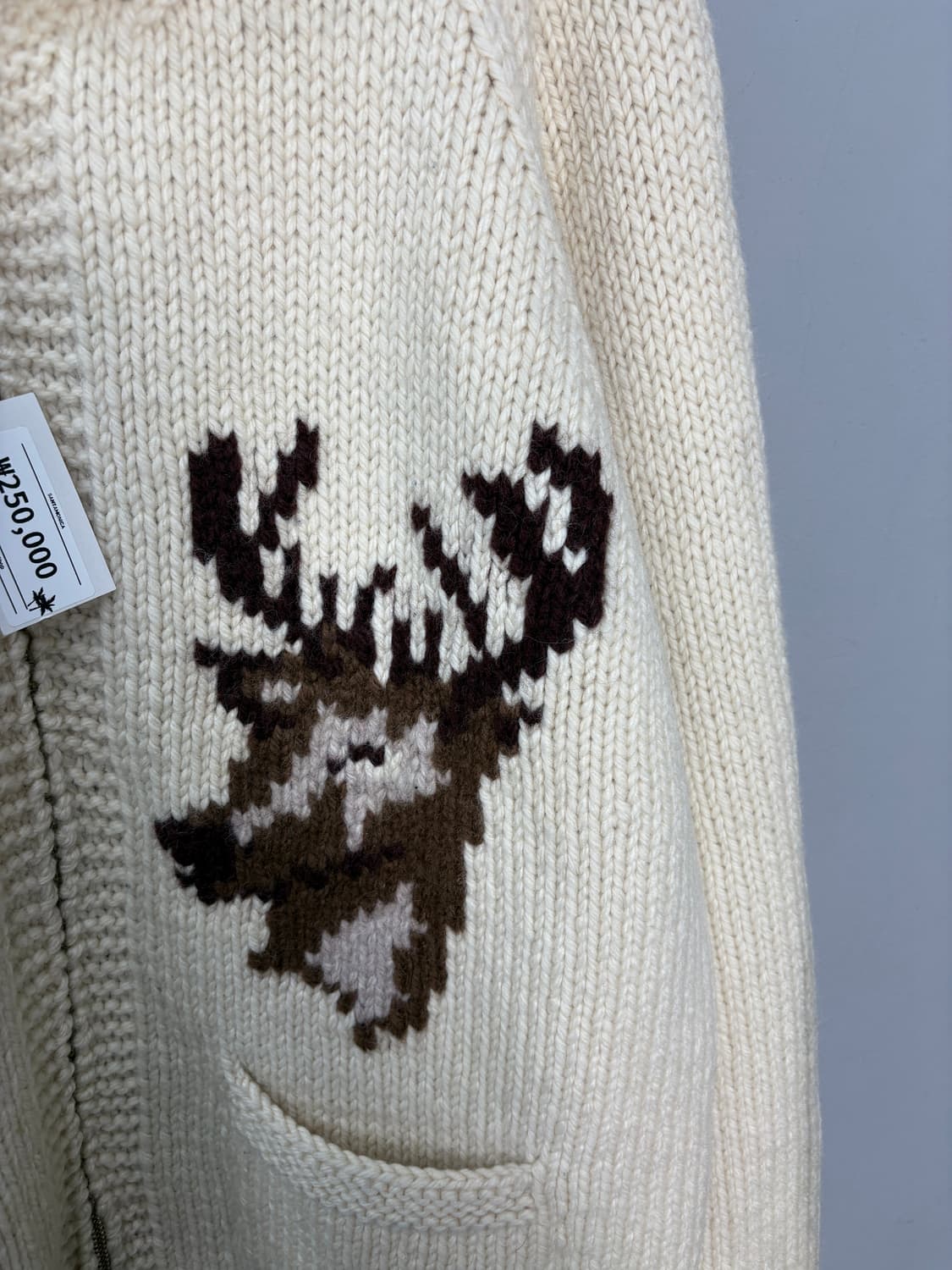 레티포스터 캐나다 헤비울 코위찬 니트집업 자켓  A3600 상품이미지3