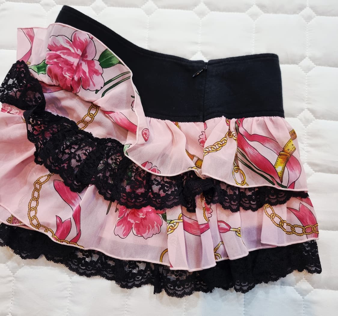 MARS 마즈 플라워 체인 3단 프릴 미니 스커트 상품이미지4