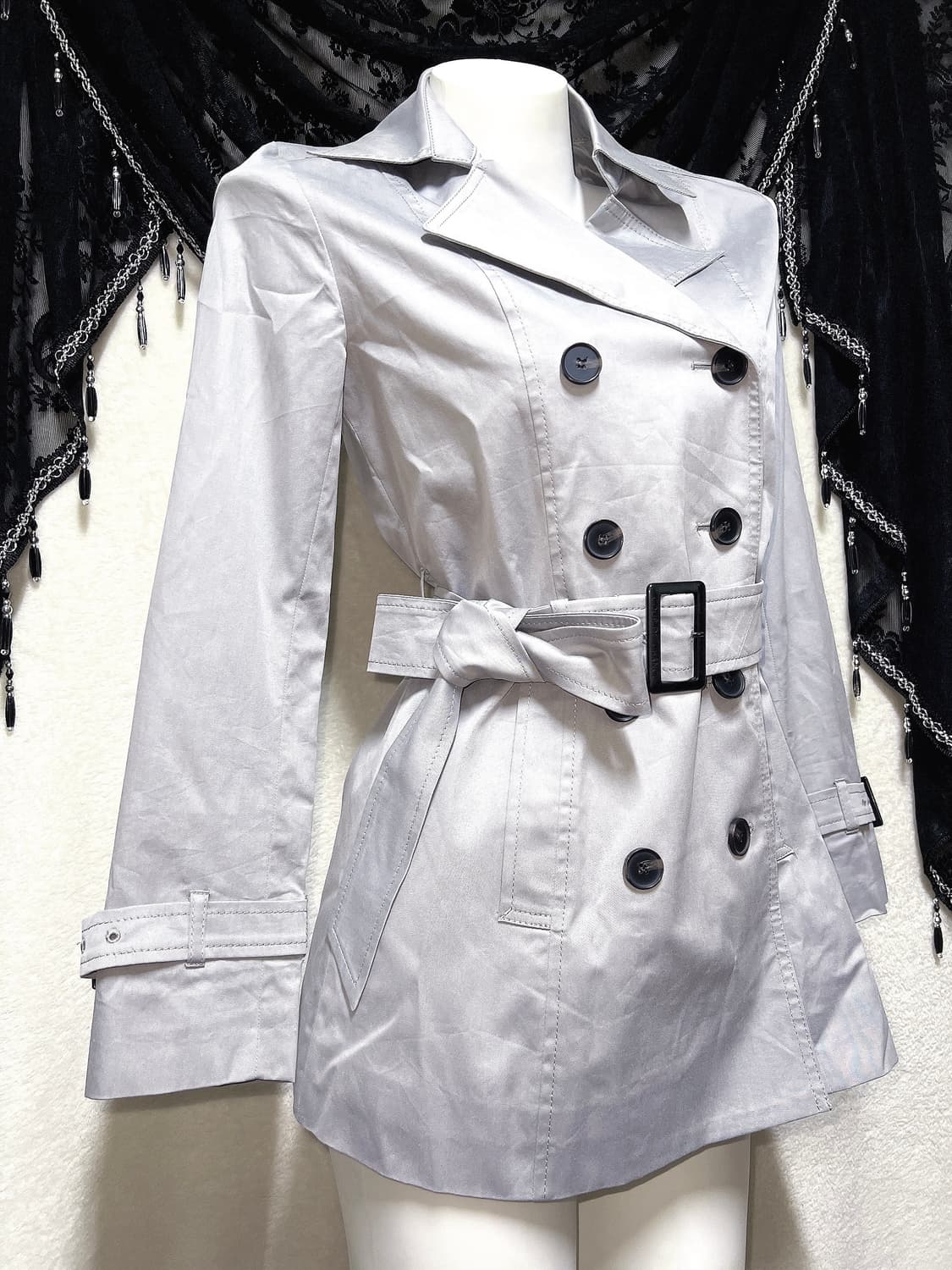 로맨틱갸루 로걀 오네 세실맥비깔 실버그레이 트렌치코트 자켓 펑크 데일리 상품이미지3