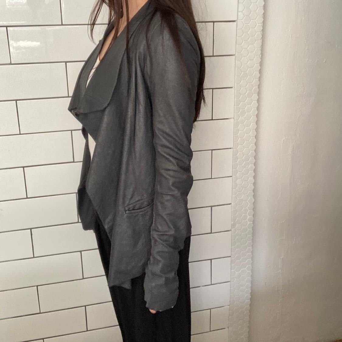 릭오웬스 레더 드레이프 자켓 상품이미지3