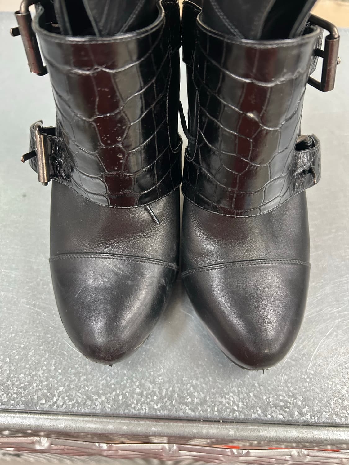 사카이 버클 레더 웨지부츠 블랙 36 상품이미지8