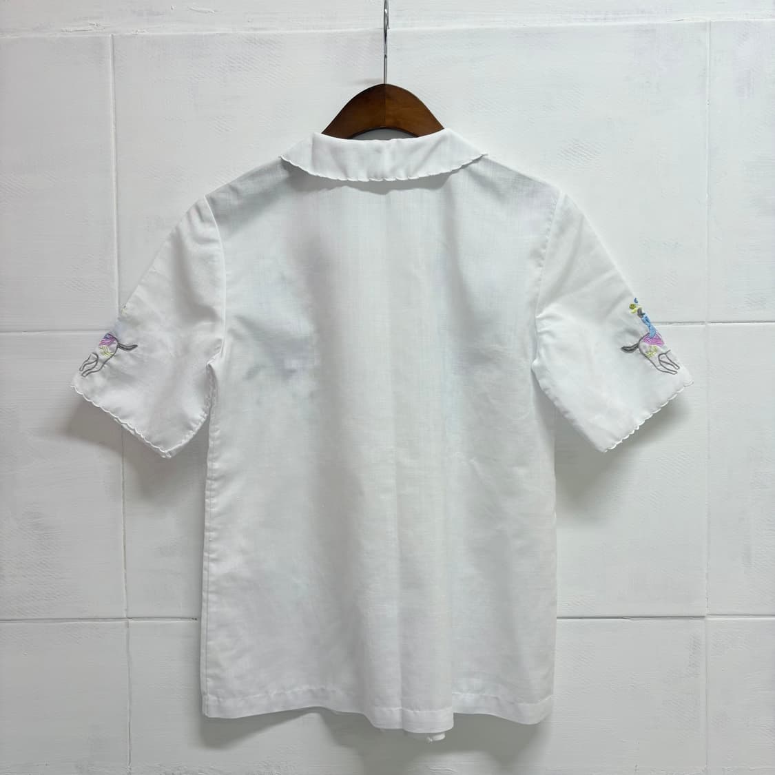 핸드스티치 자수 린넨 블라우스 셔츠 상품이미지3