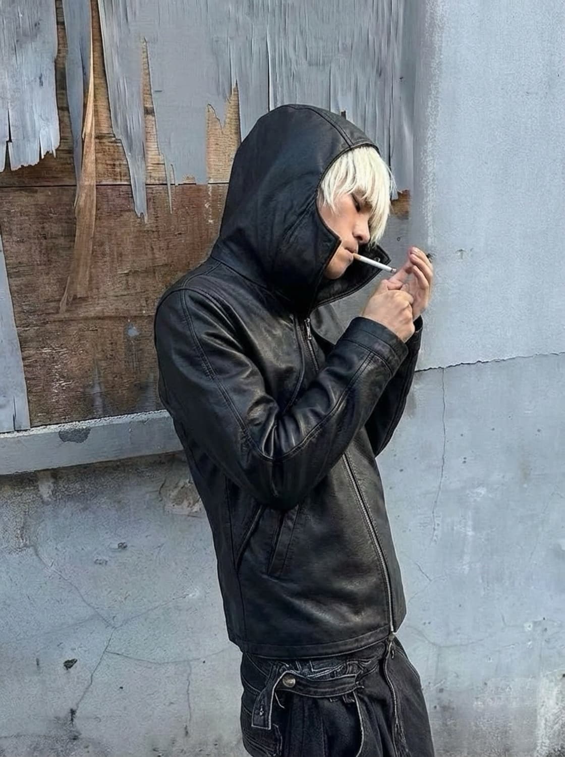 FLANEUR  후디 바라클라바 카우레더자켓 상품이미지1