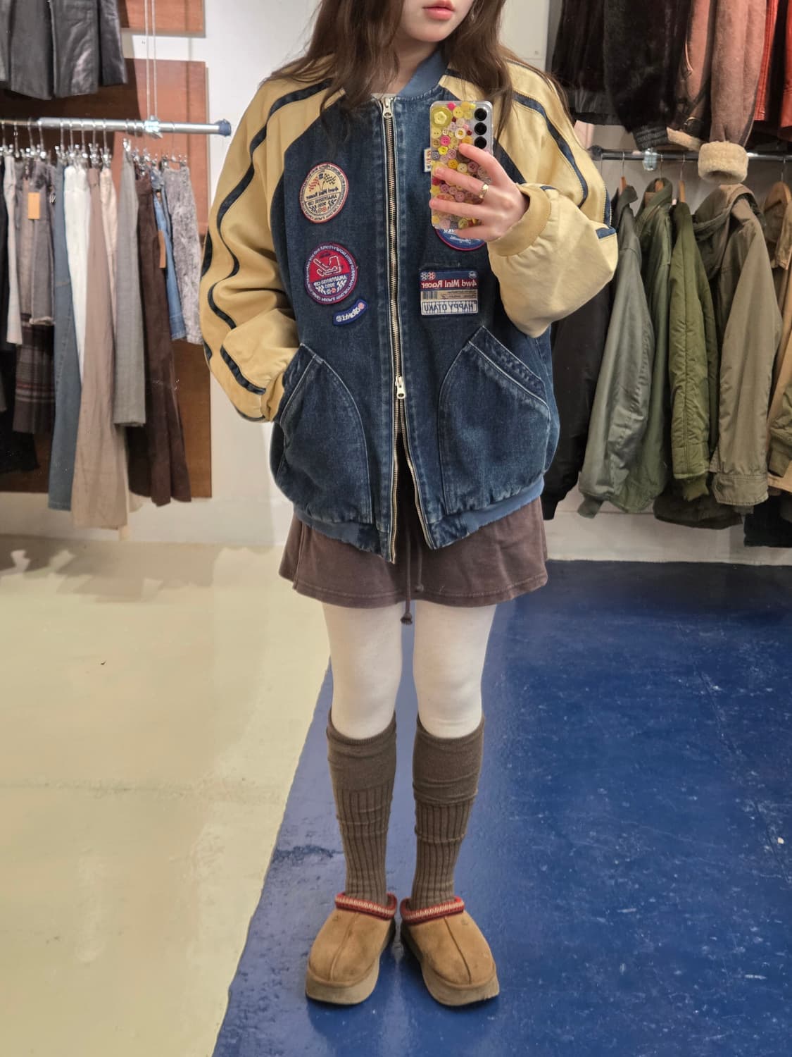 Amaiyuutsu 아마이유우츠 데님 바시티 자켓 상품이미지2