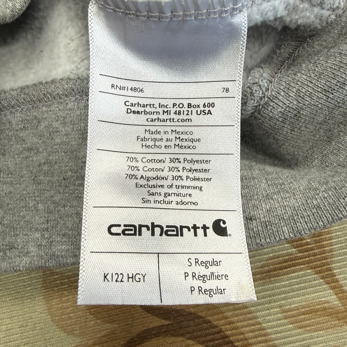 (S)칼하트 Carhartt 후드집업 티셔츠(헤더그레이) 상품이미지4