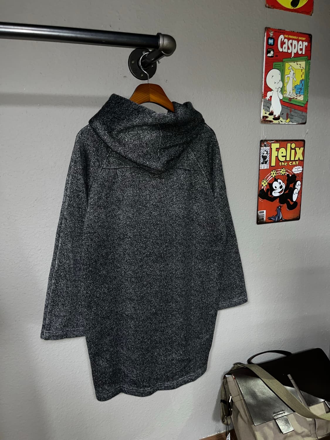 빈티지 헤링본 후드 코트 상품이미지6