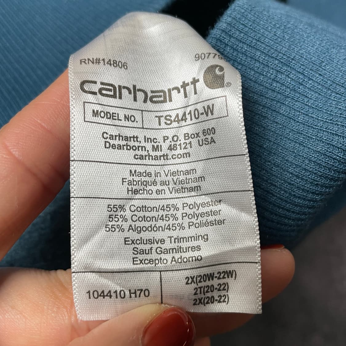 CARHARTT 칼하트 빈티지 딥블루 롱 슬리브 스웨트셔츠 A00392 상품이미지9