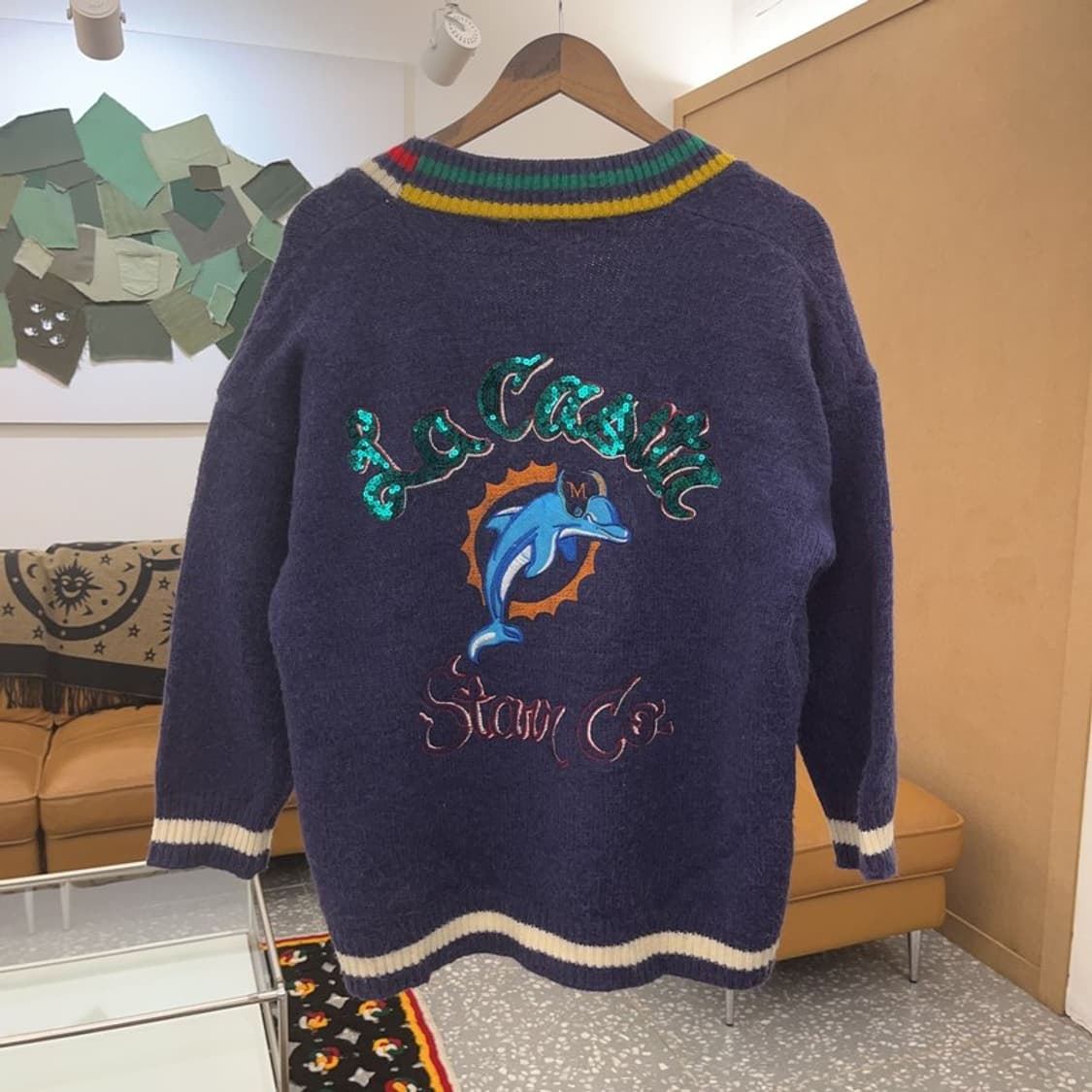 빈티지 일본풍 키치 올드스쿨 스팽글 자수 가디건 110 C07170 상품이미지4