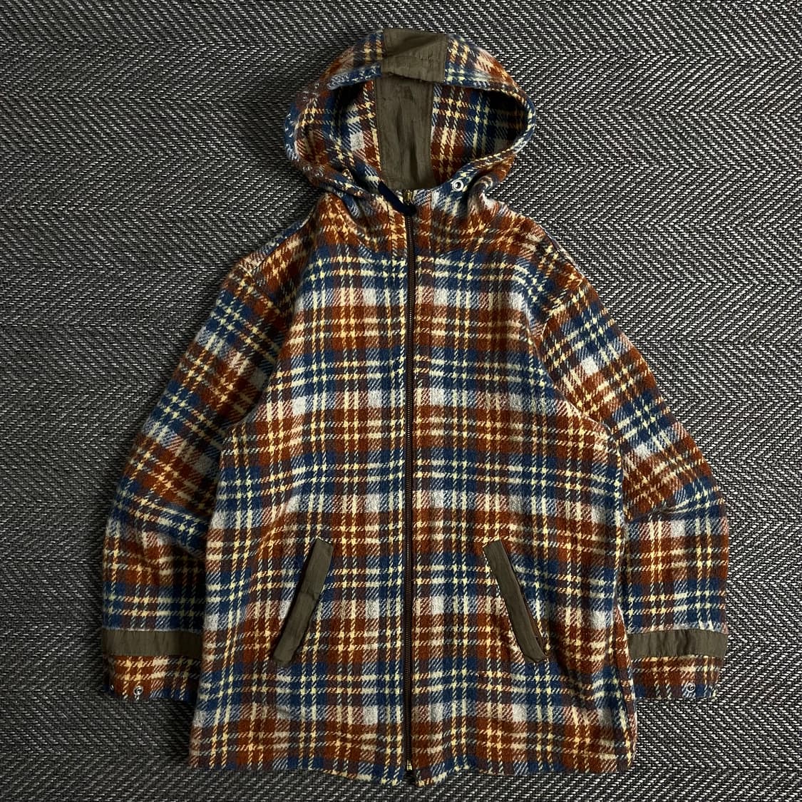 USA 빈티지 타탄체크 후드 플리스 자켓o 3059 상품이미지1