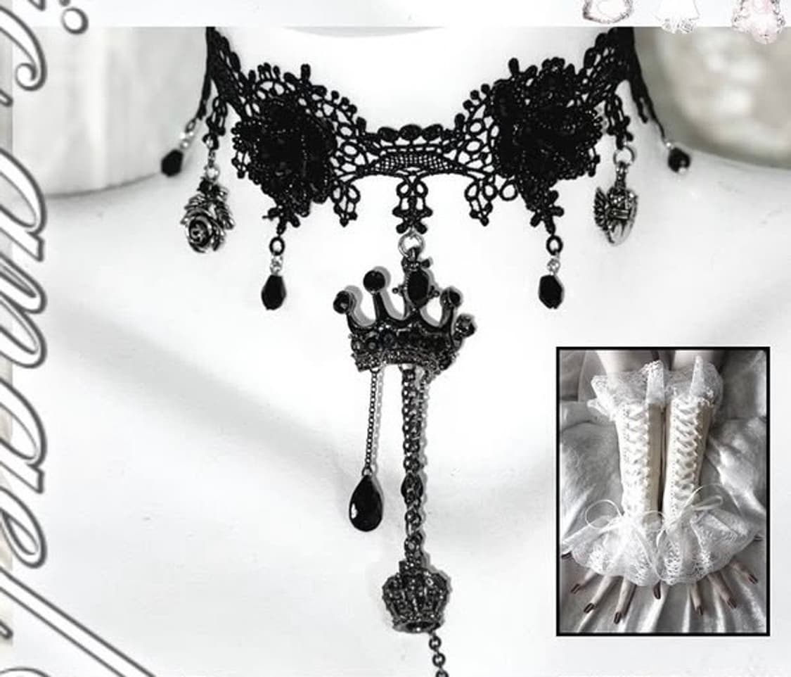 고딕 블랙 레이스 초커 판매 상품이미지1