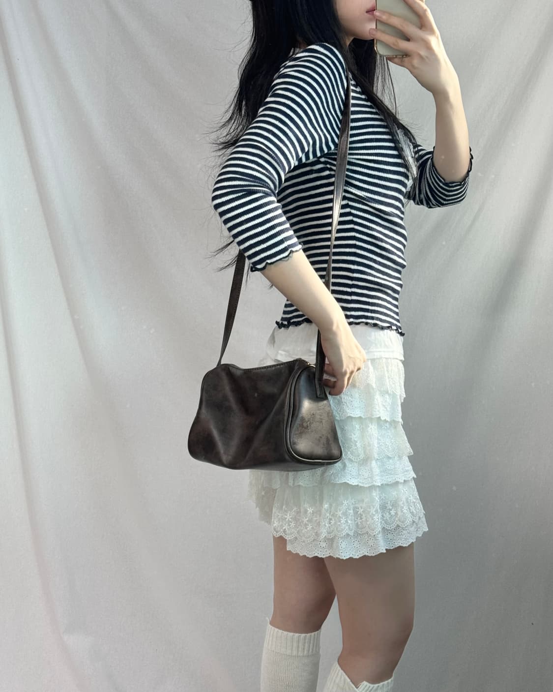 레이어드 버튼 넥 탑 레이스 프릴 큐롯 팬츠 2pcs SET 상품이미지4