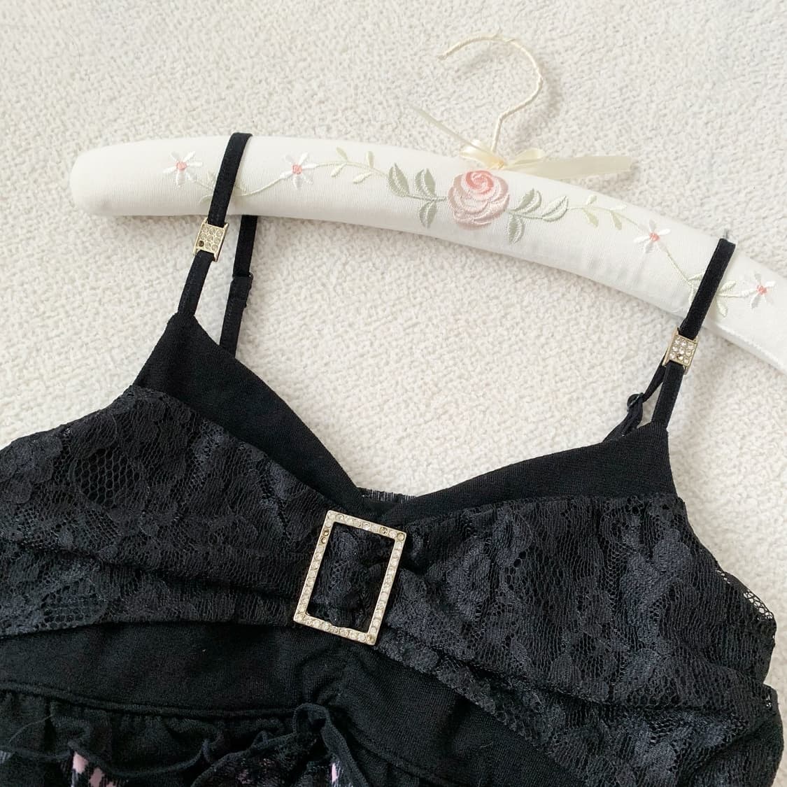 오네갸루 블랙핑크 큐빅 체크 원피스 상품이미지3