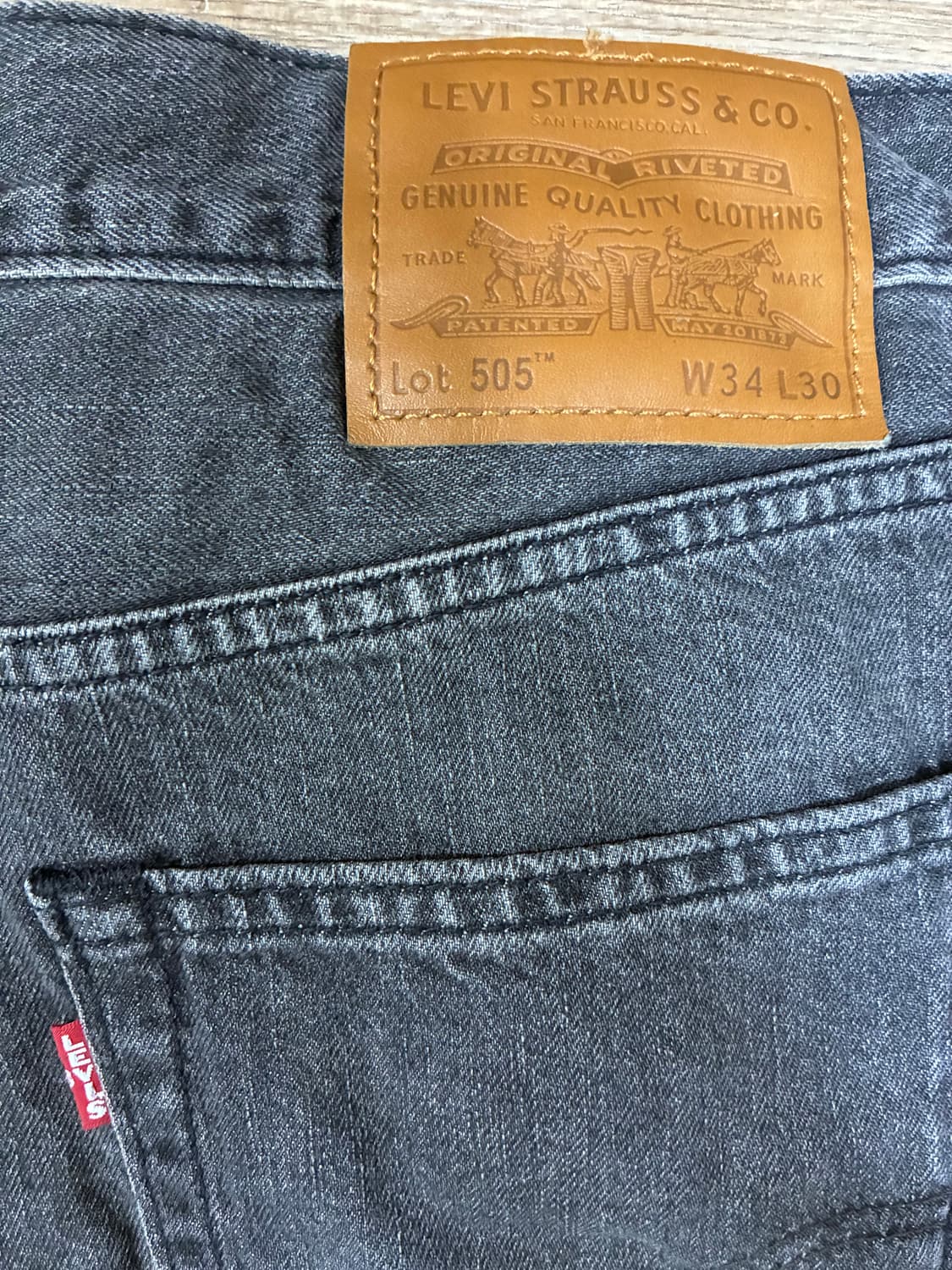 리바이스 505 프리미엄 빅E 셀비지 흑청 데님 W34 L30 상품이미지3