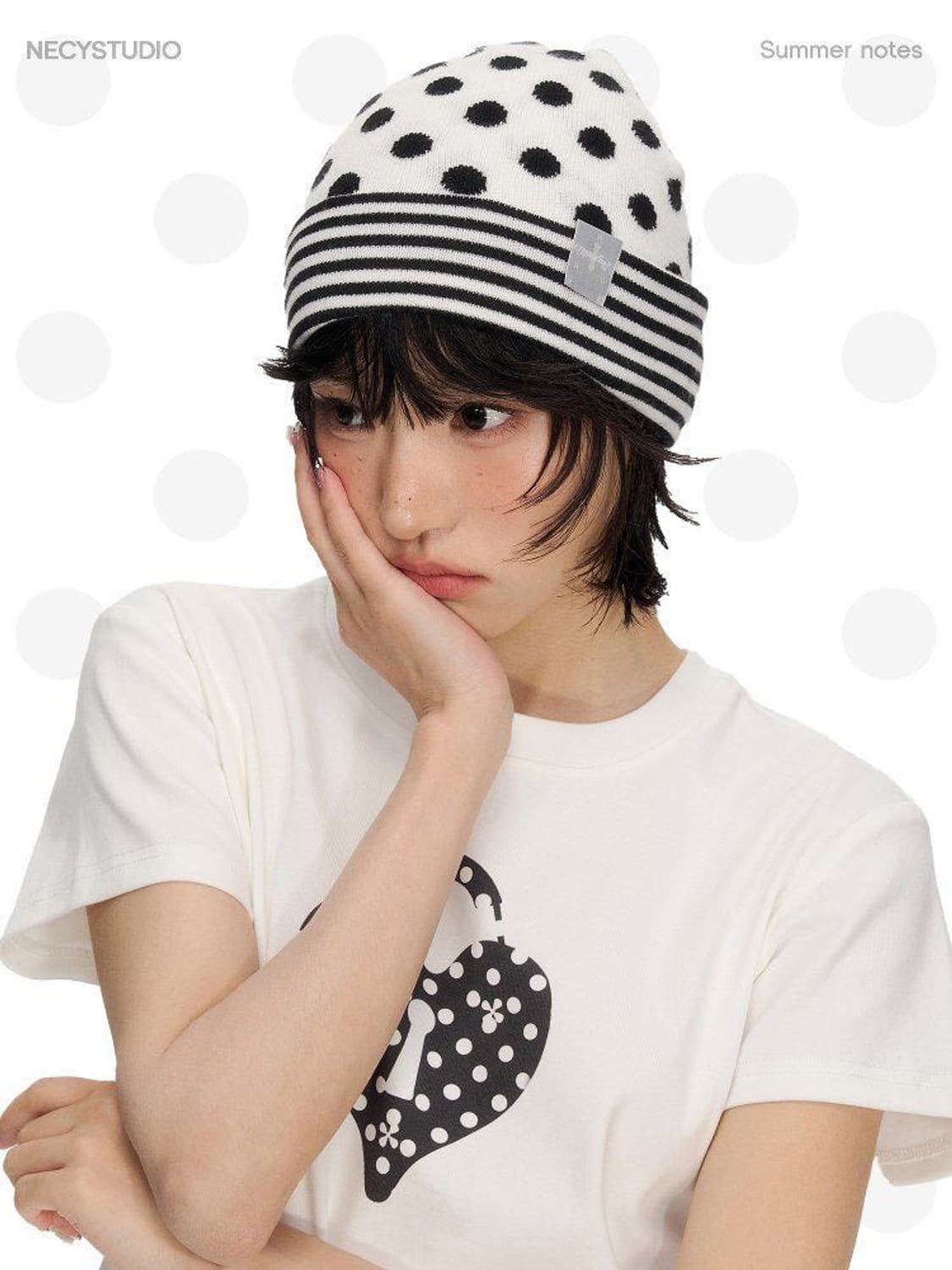 도트 스트라이프 비니 상품이미지1