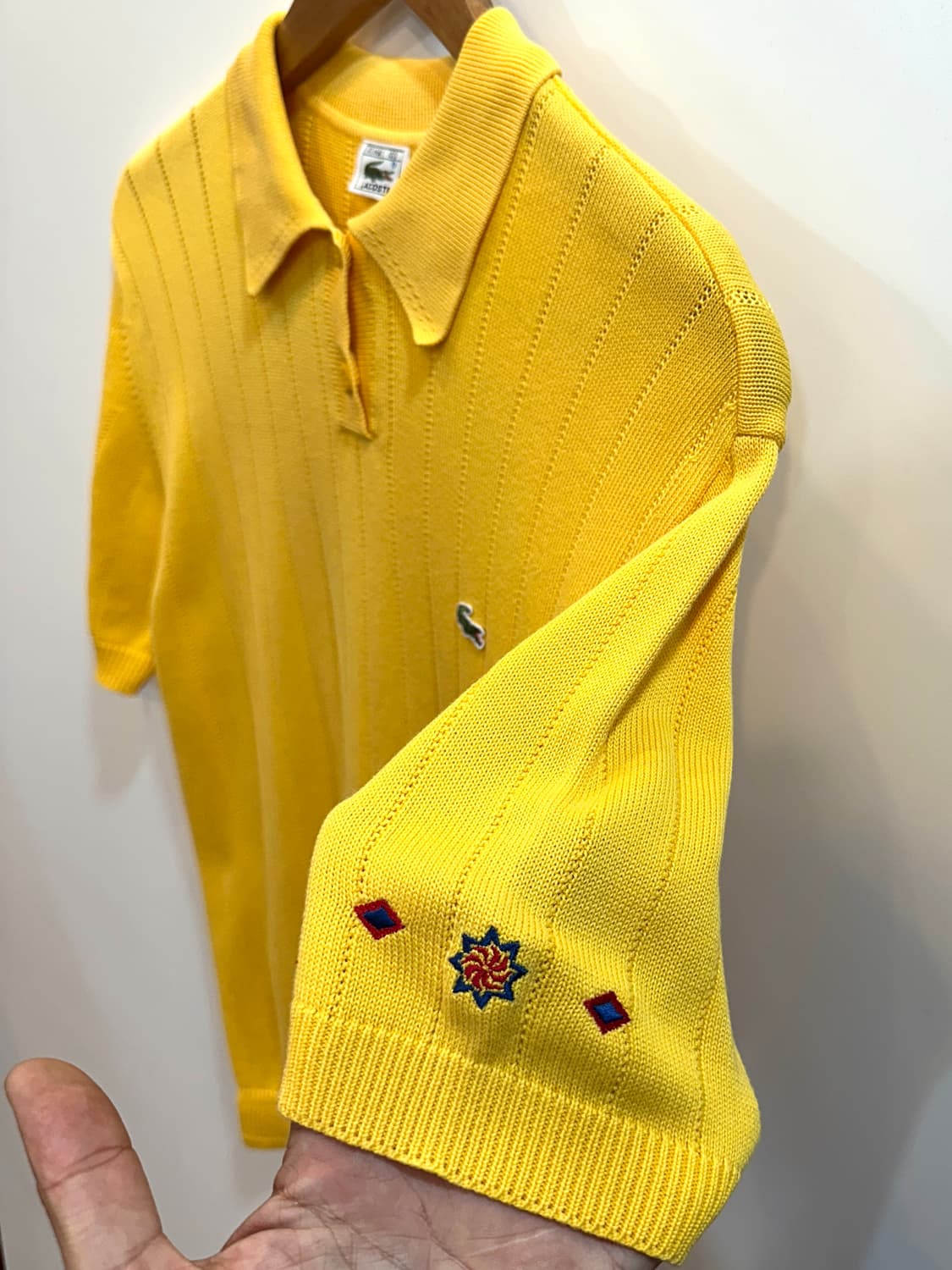 라코스테 여성 골지 반팔 니트 옐로우 상품이미지4