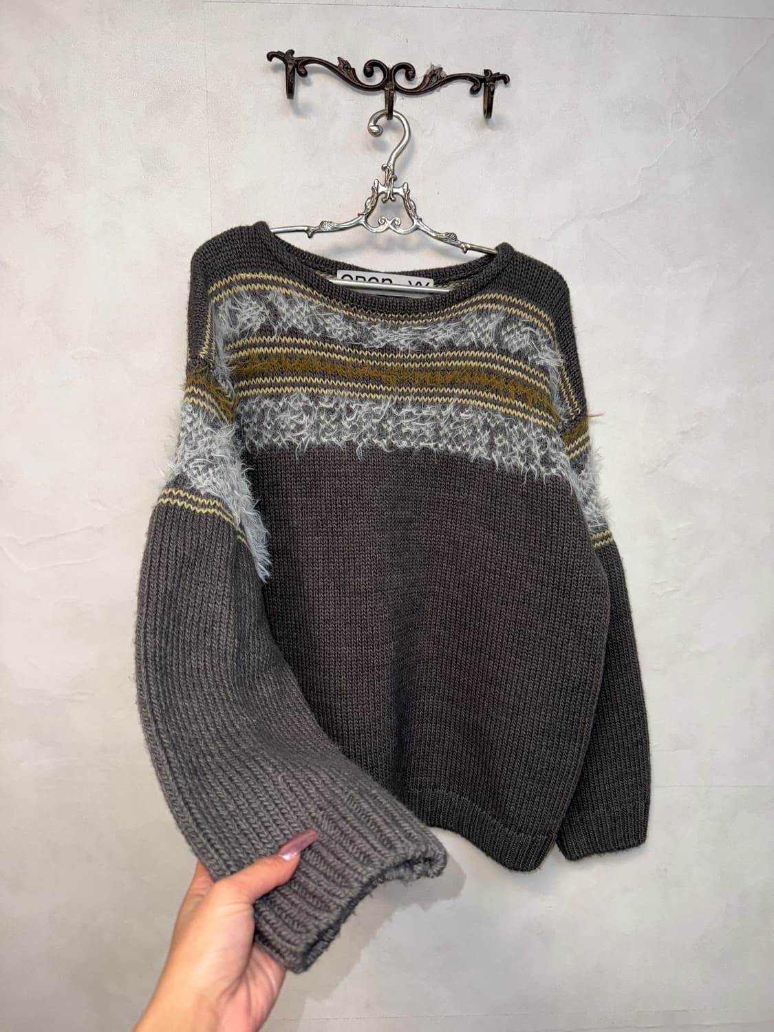 OPEN YY FAIR ISLE SWEATER charcoal 상품이미지2