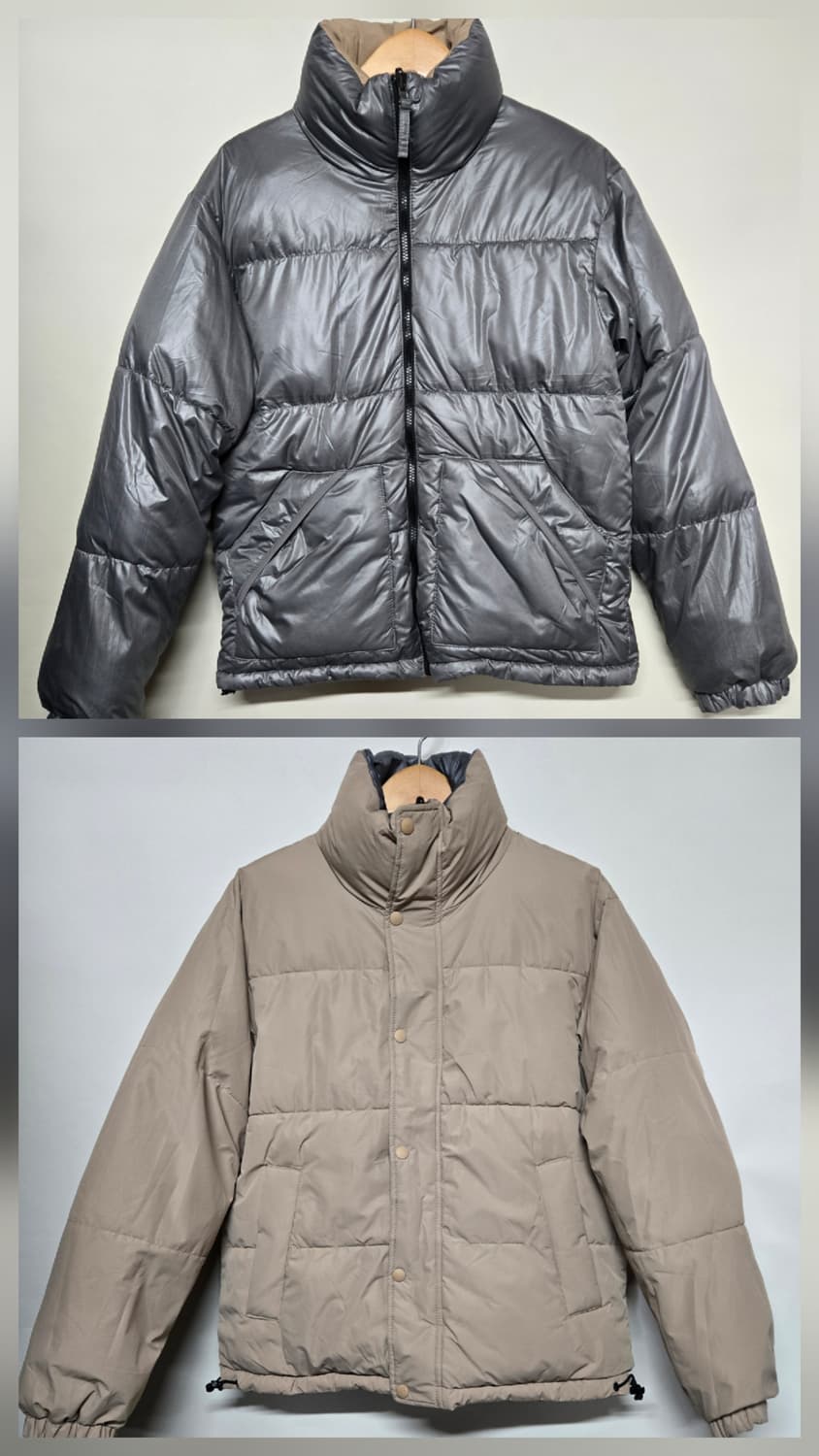 스파오 리버시블 숏패딩 S실버/브라운 상품이미지1