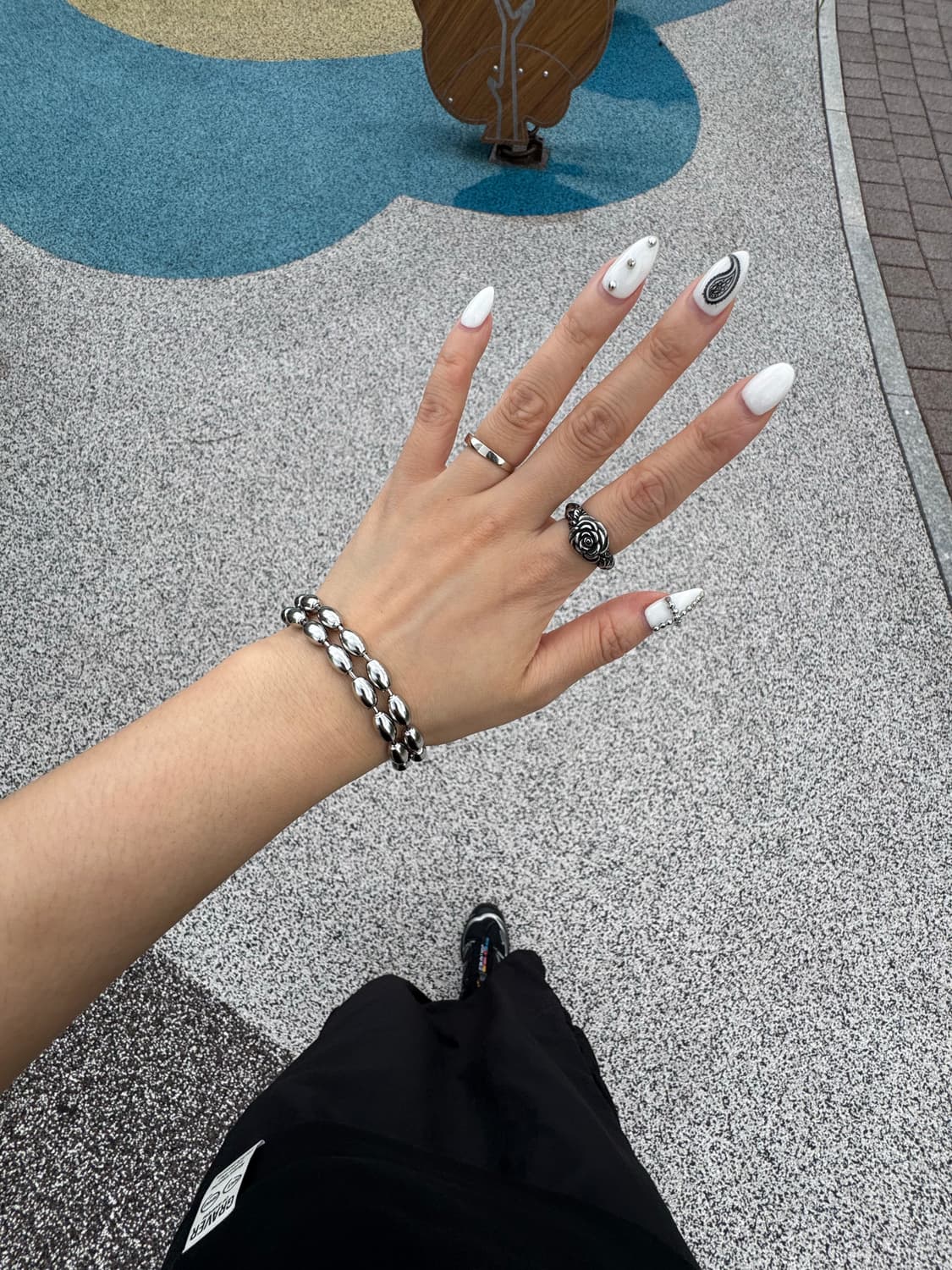 타원 볼체인 레이어드 팔찌 상품이미지7