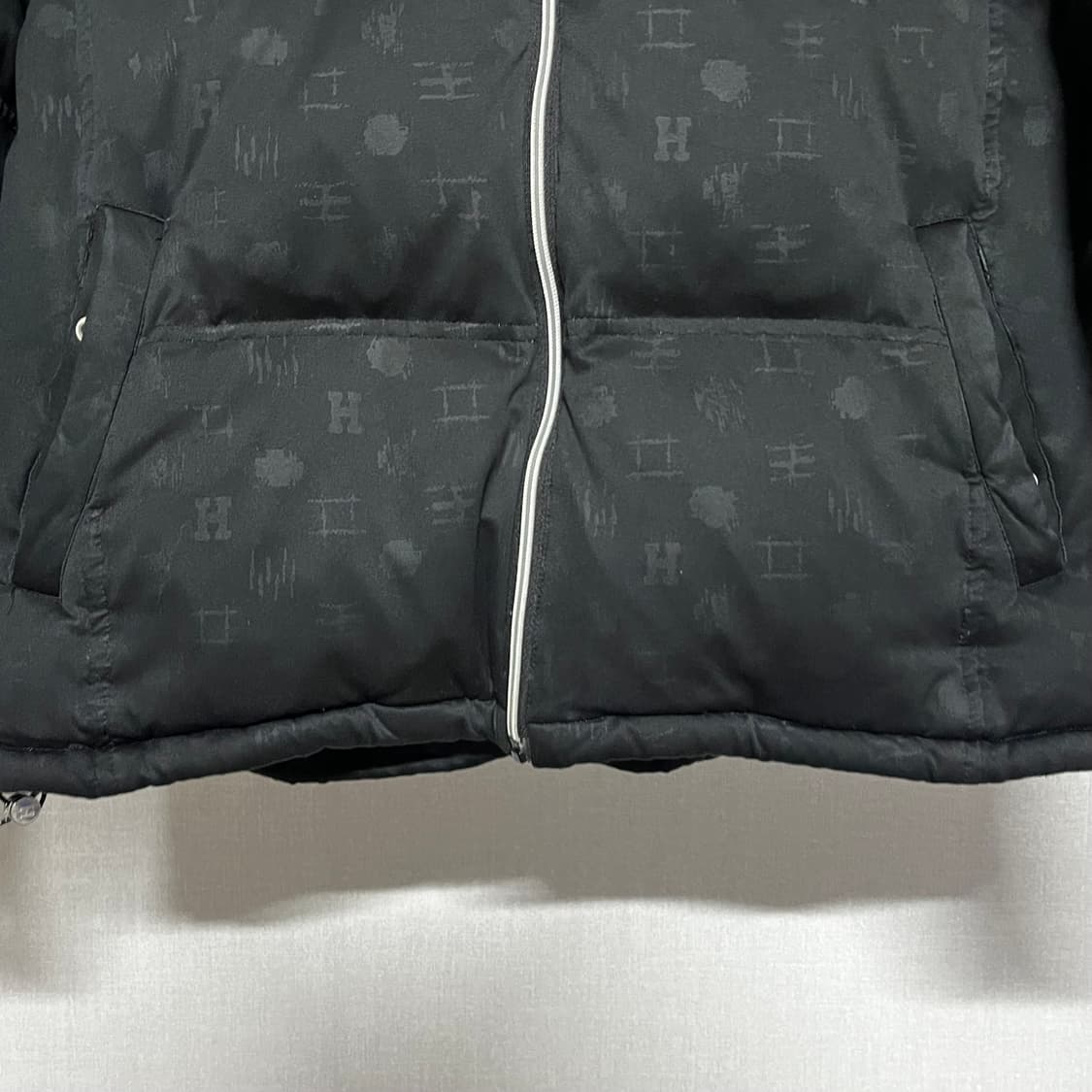 헤지스 블랙 퍼 후드 패딩 L 상품이미지5