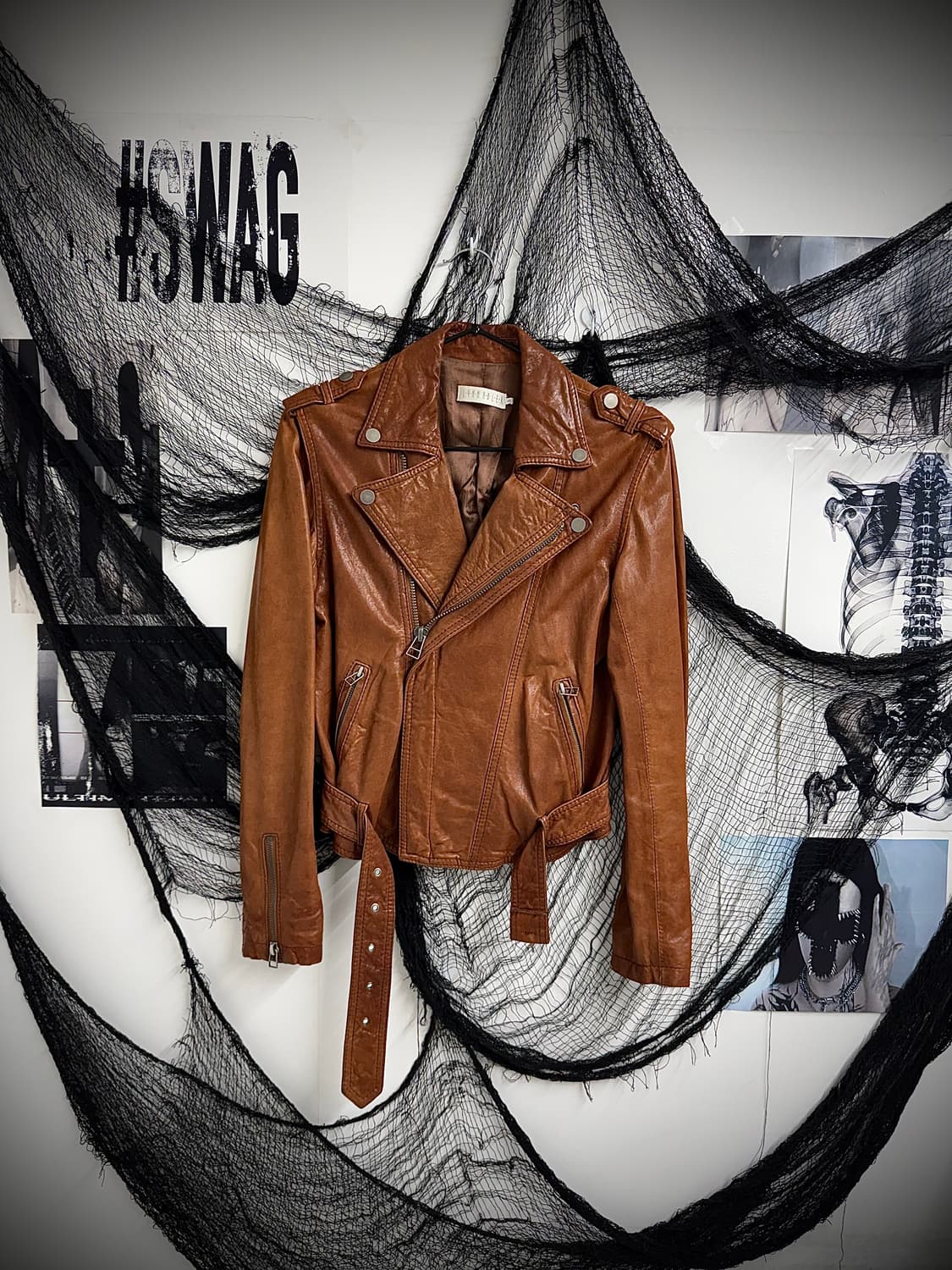 Belt detail real leather jacket 상품이미지3