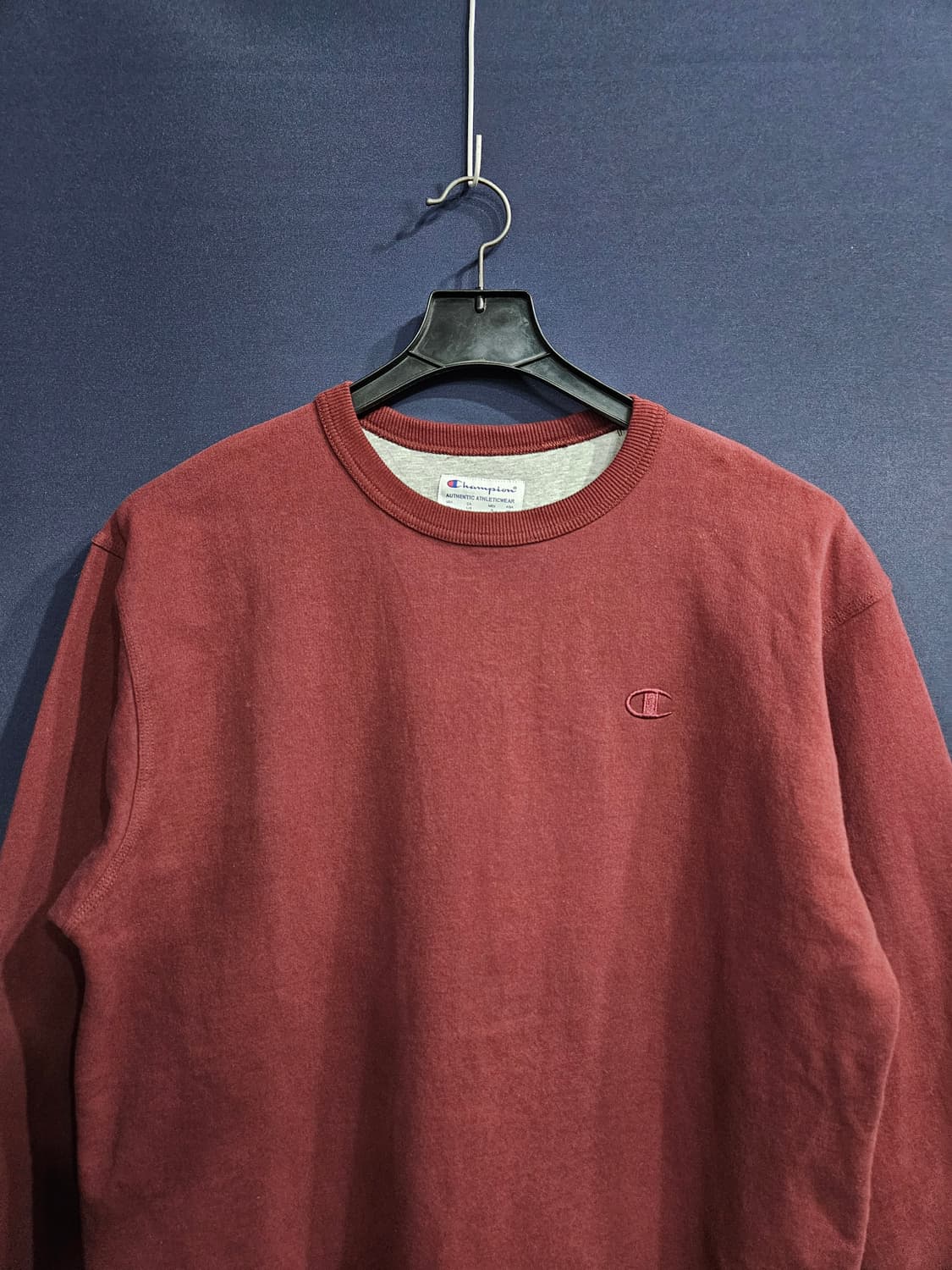 챔피온 버건디컬러 남성 오버핏 100 기모 맨투맨  상품이미지7