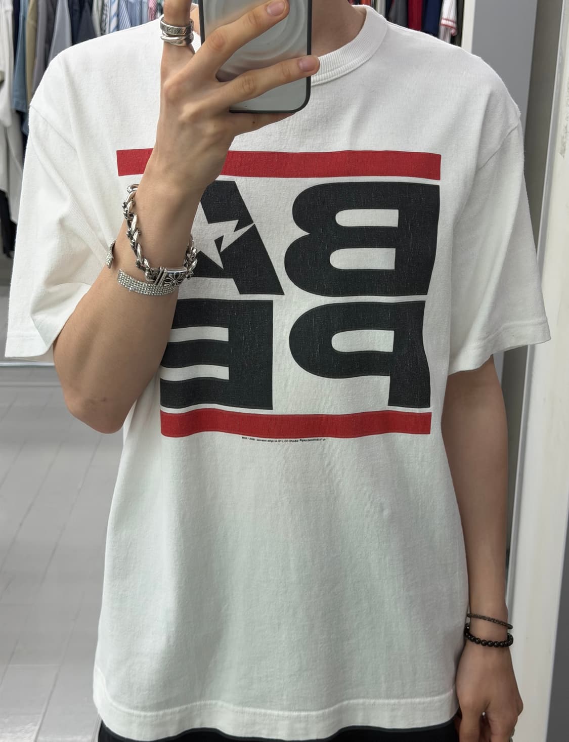 베이프 00s BAPE 로고 반팔 티셔츠 화이트 상품이미지1