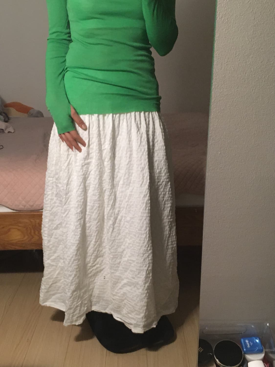 유니클로 시어서커볼륨 롱스커트 상품이미지4