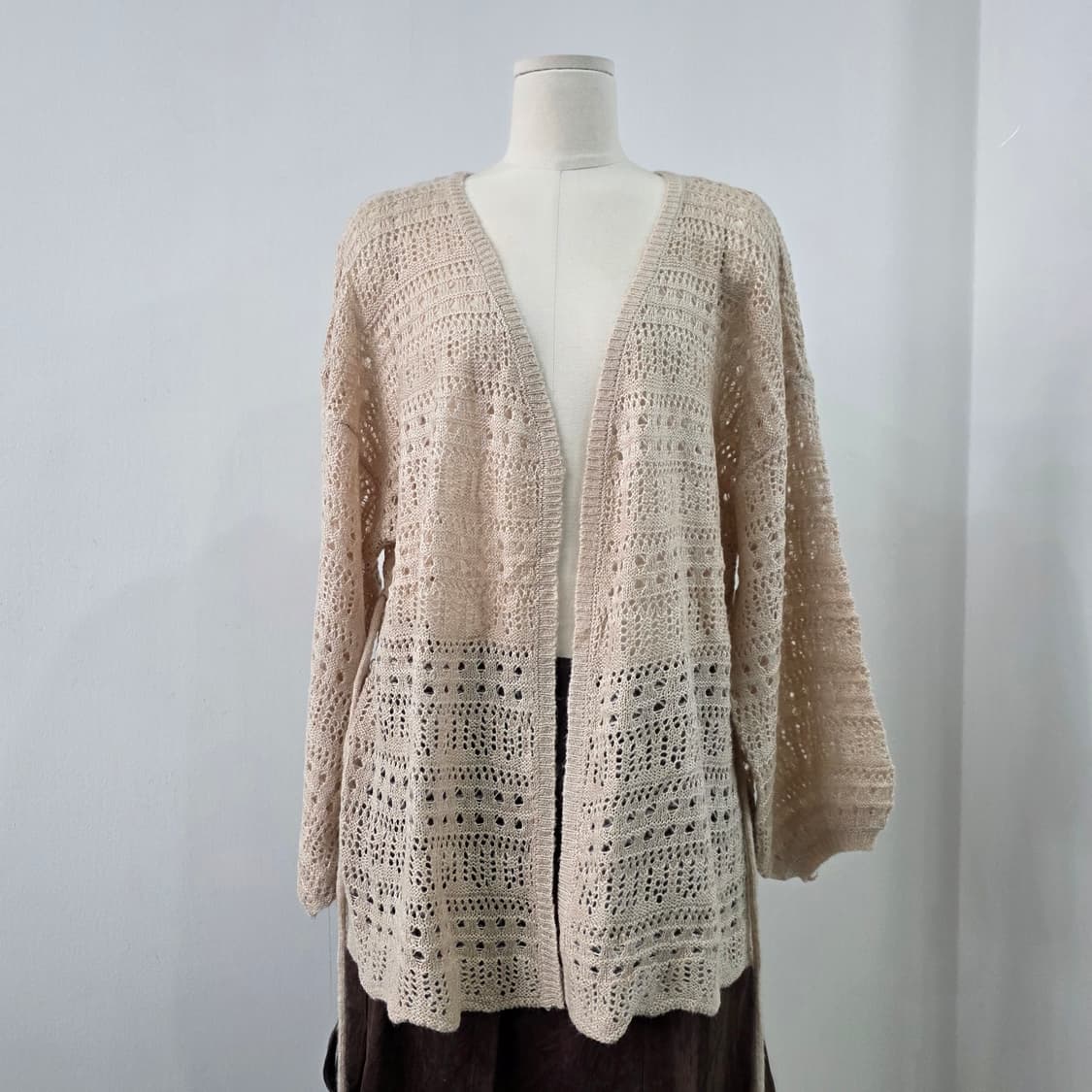 베이지 레이스 스트링 크로쉐 가디건 상품이미지8