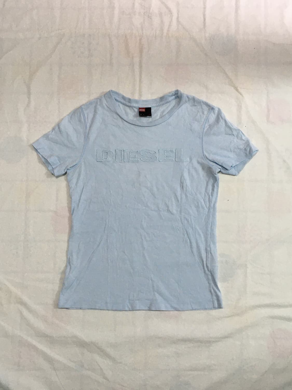 디젤 Diesel 하늘색 로고 티 상품이미지1