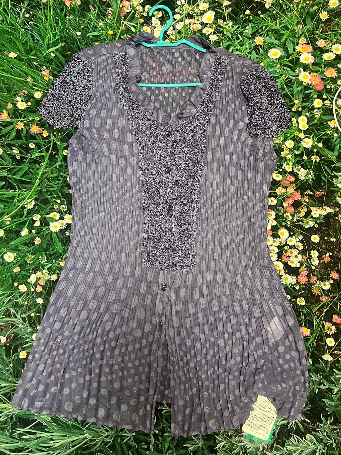 일본빈티지 도트 프릴 원피스 purple 상품이미지1