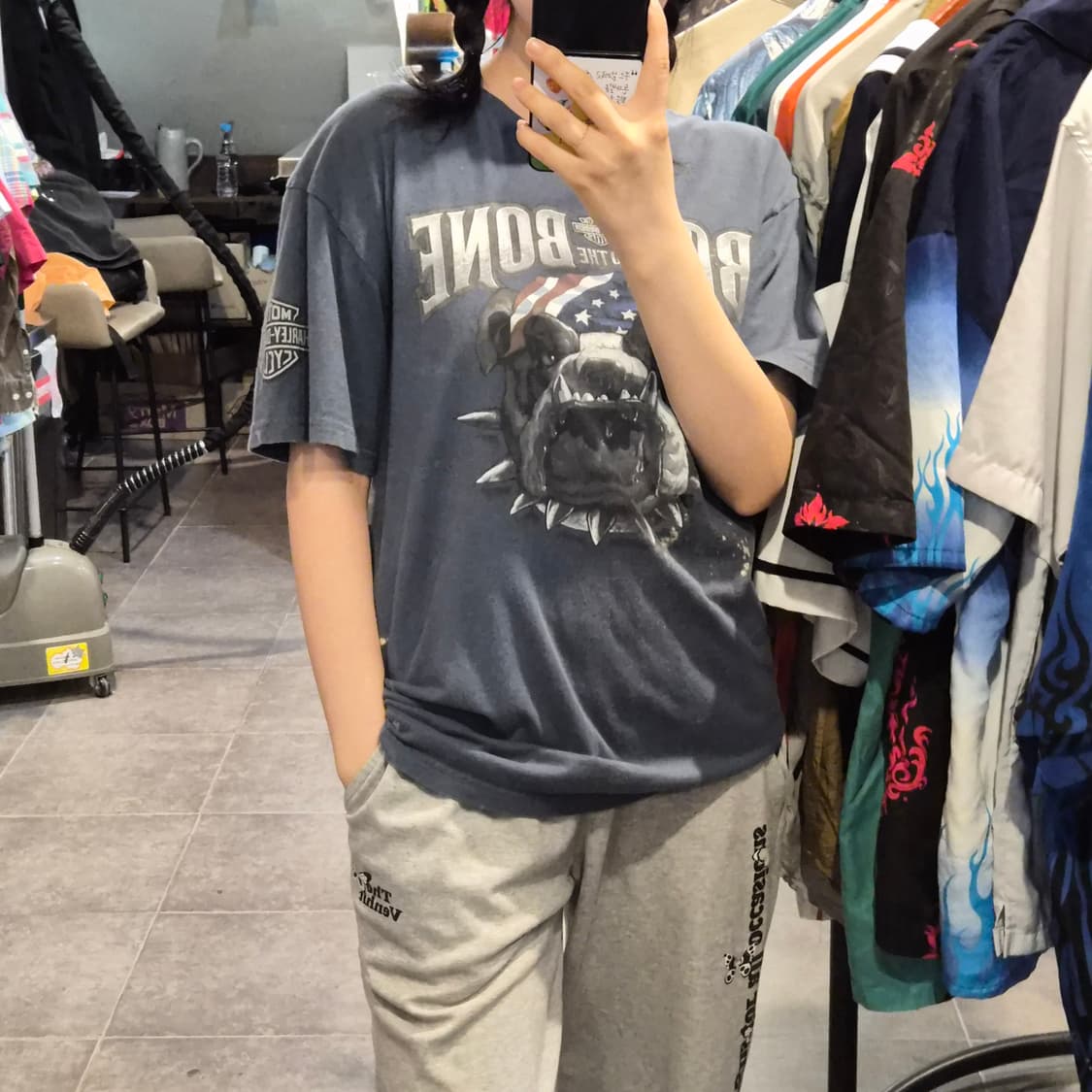 [NO.9] 할리 데이비슨 불독 그래픽 티셔츠 스모키블루 상품이미지2