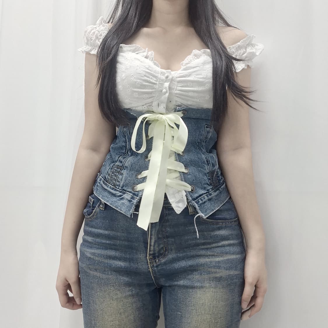 Denim corset top 상품이미지2