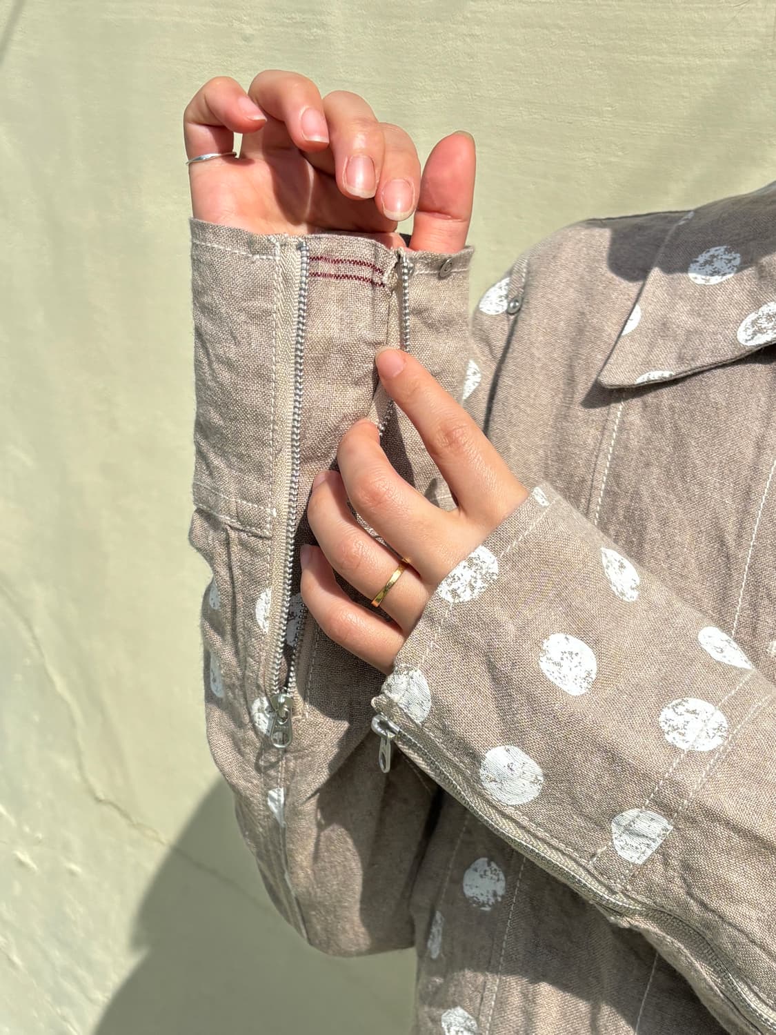 도트 프린팅 린넨 자켓 상품이미지3