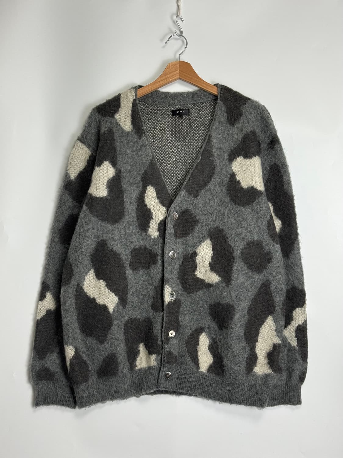 빔즈 그레이 모헤어 샤기 레오파드 가디건 L 상품이미지2