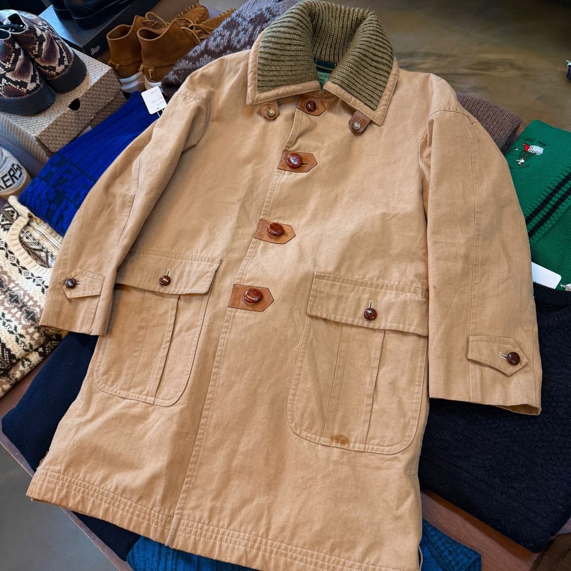 VAN JAC 스웨터 카라 싱글 코트 상품이미지1