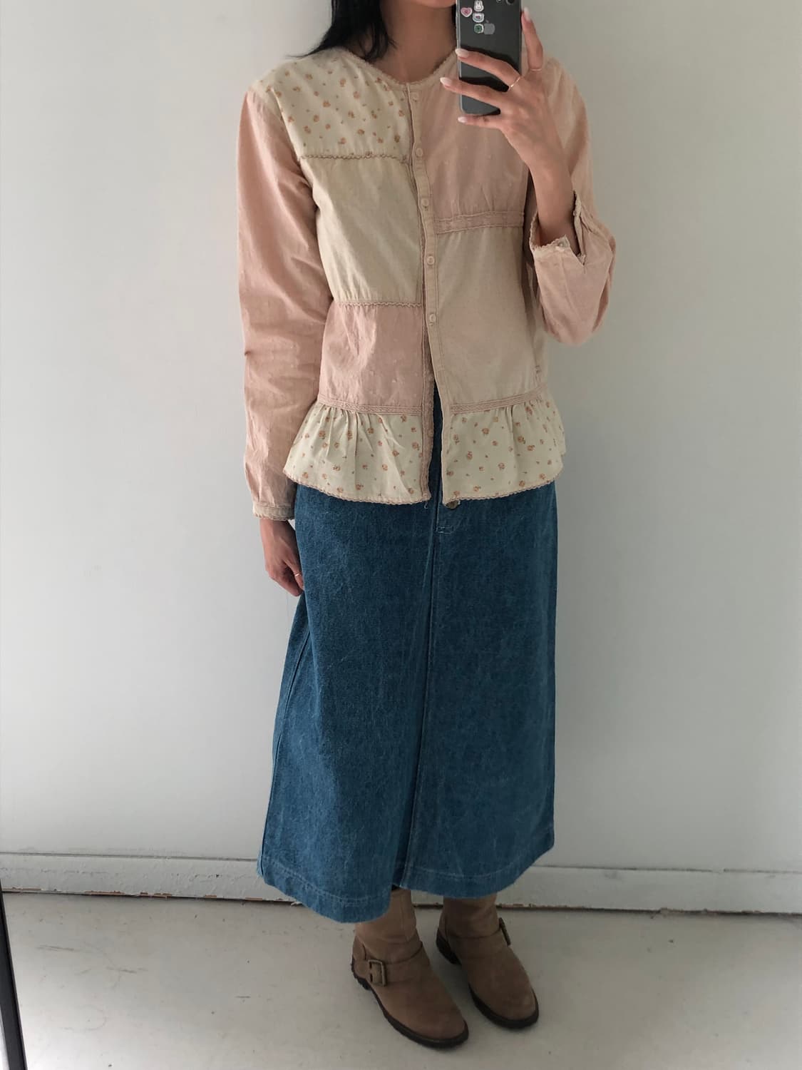 일본빈티지 모리 플라워 셔츠 가디건 상품이미지5
