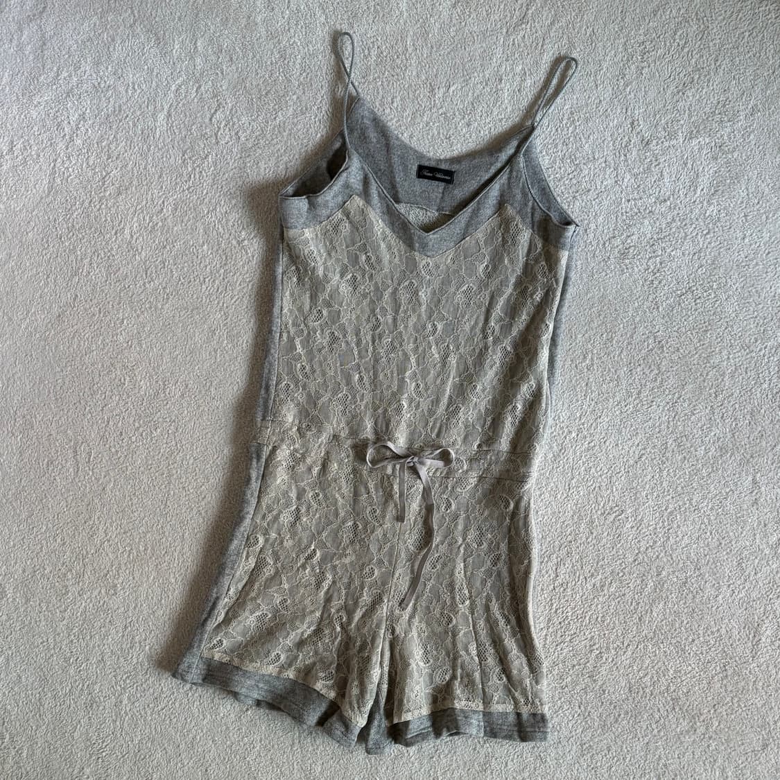 일본빈티지 그레이 레이스 일체형 반바지 롬퍼 상품이미지1