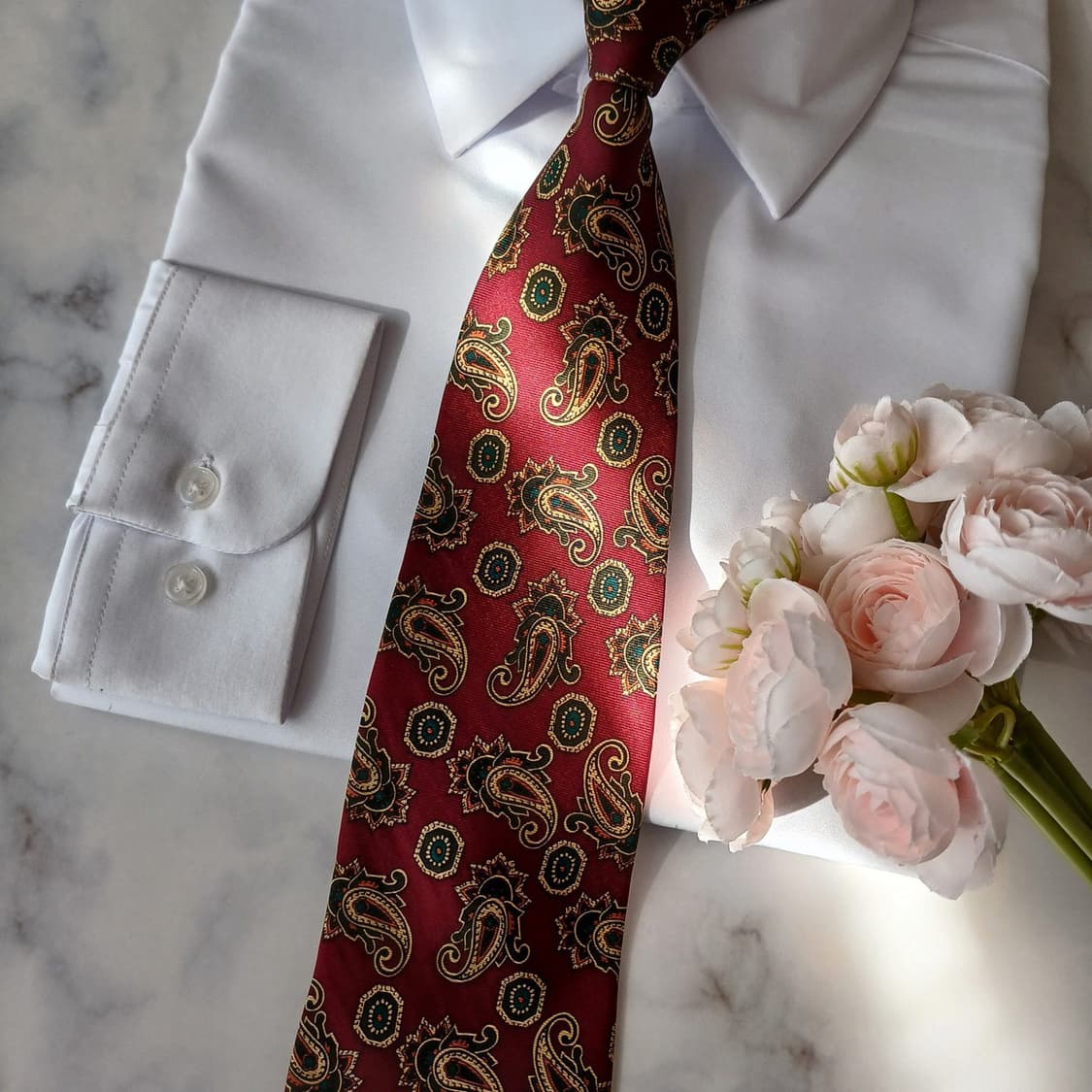 피에르 발망 실크 버건디 페이즐리 넥타이 9.5cm A등급 A19016
 상품이미지9