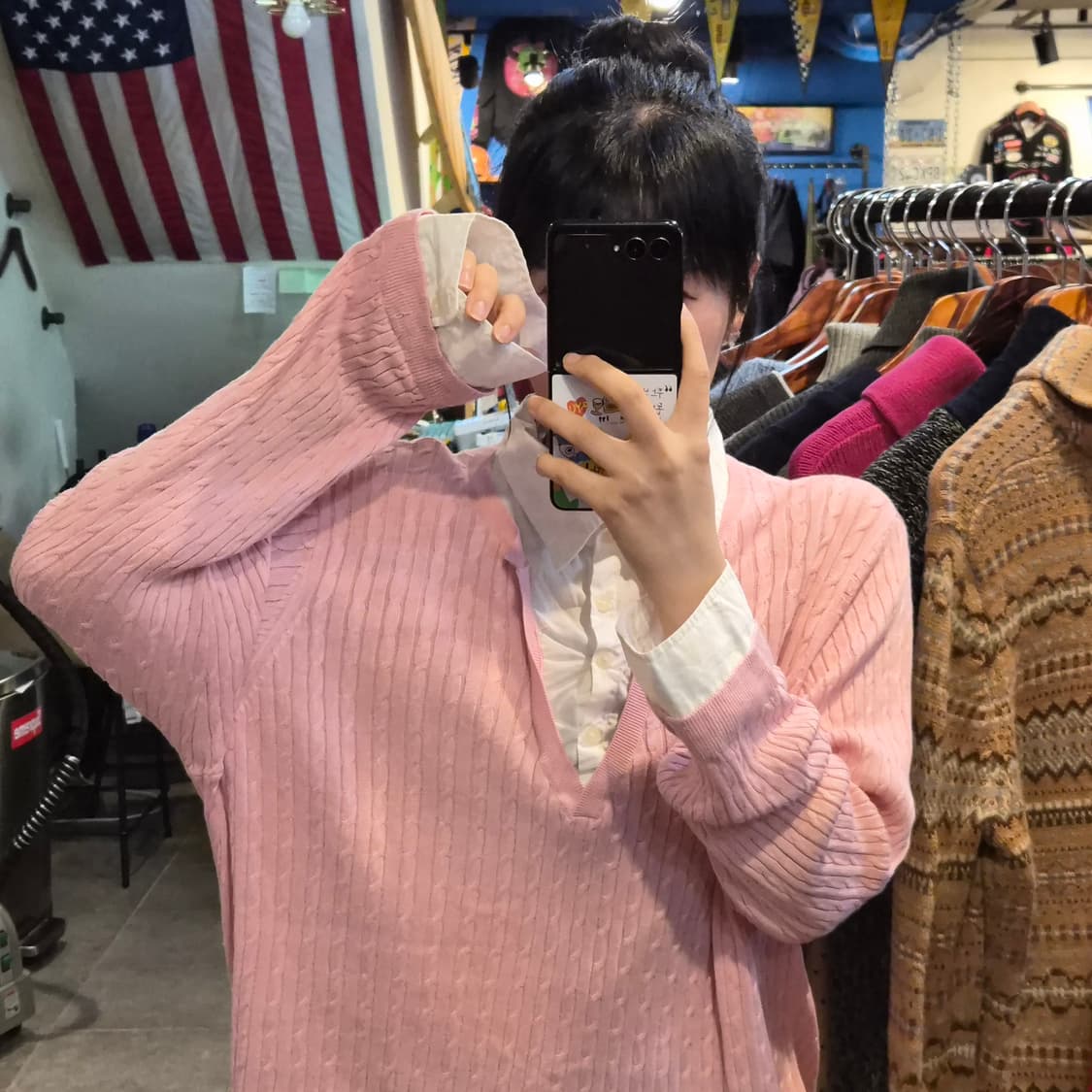 [NO.9] 로렌 연분홍 니트 셔츠 일체형 상품이미지4