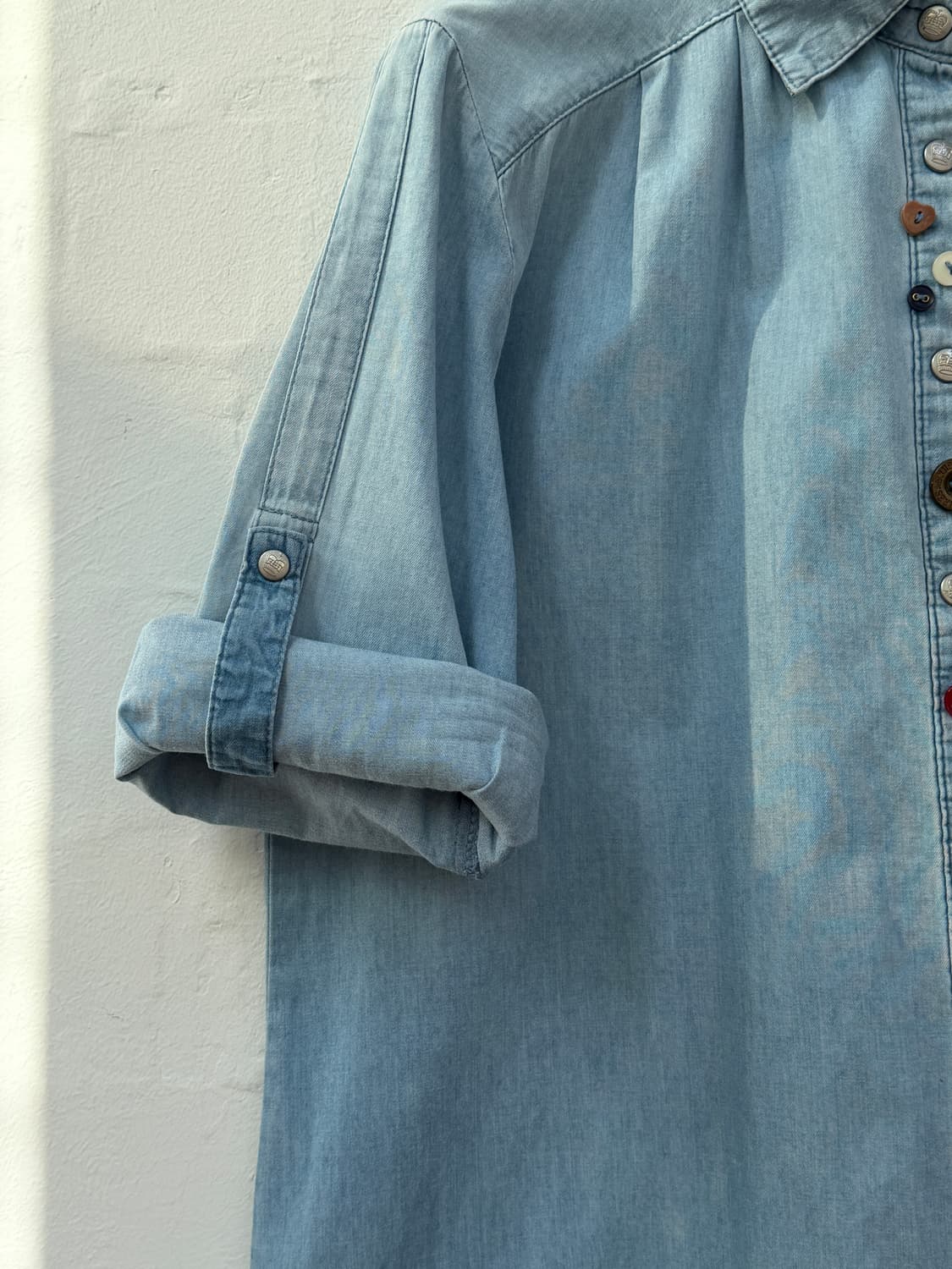 Sorridere 버튼 엠벨리시드 데님 원피스 L 상품이미지7