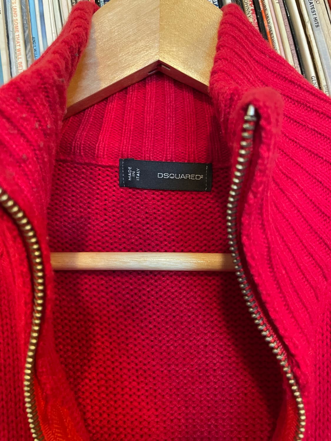 디스퀘어드 로고 자수 반폴라 니트집업 상품이미지5