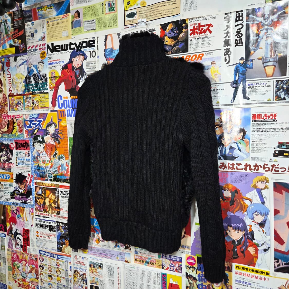 빈티지 레빗 퍼 꽈배기 니트 집업 자켓 상품이미지5