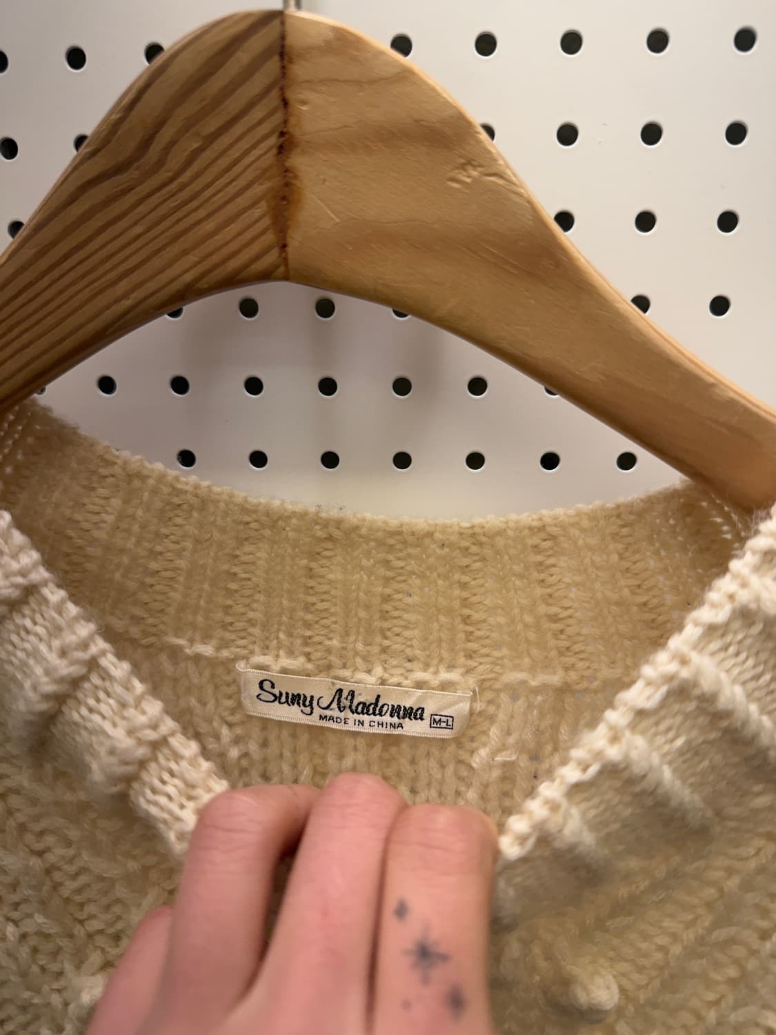 빈티지 울 패턴 아이보리 니트 U335 상품이미지4