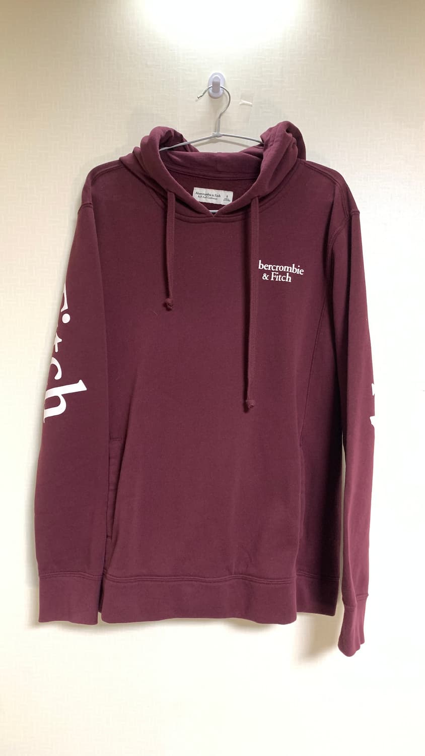 아베크롬비 버건디 로고 후드티 상품이미지1